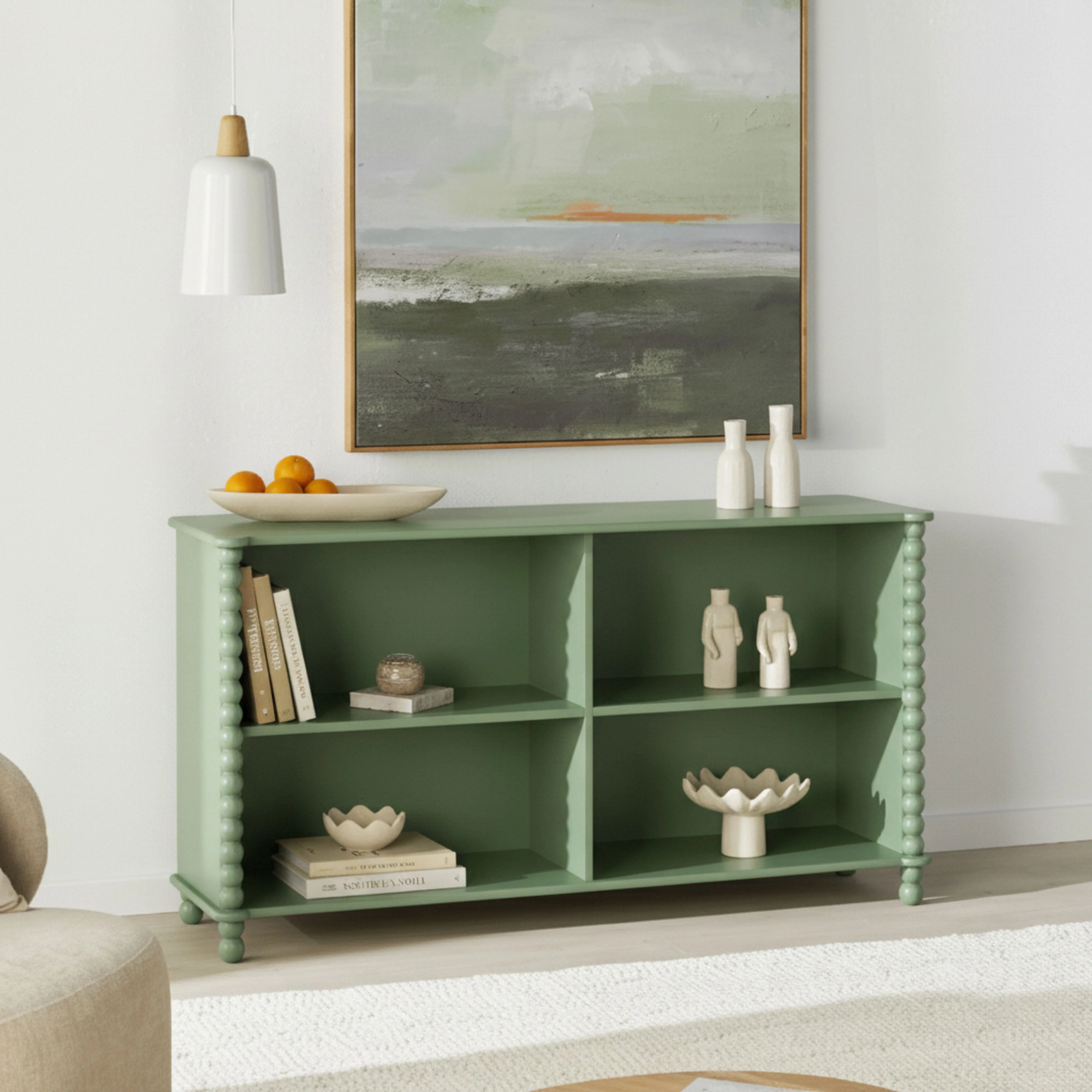Maisie Low Bookcase Green 140x32x80cm - Image 4