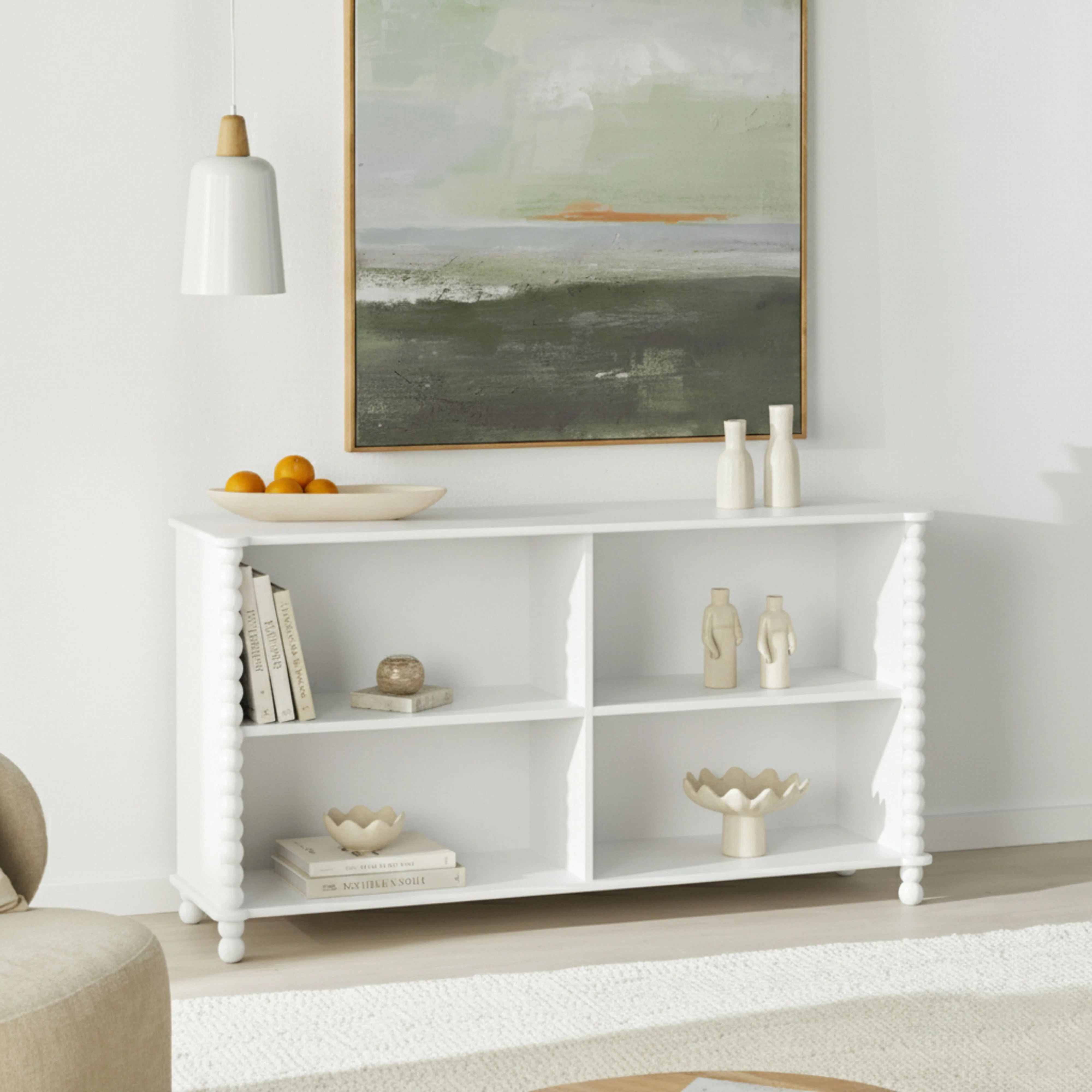 Maisie Low Bookcase White 145x73cm - Image 5