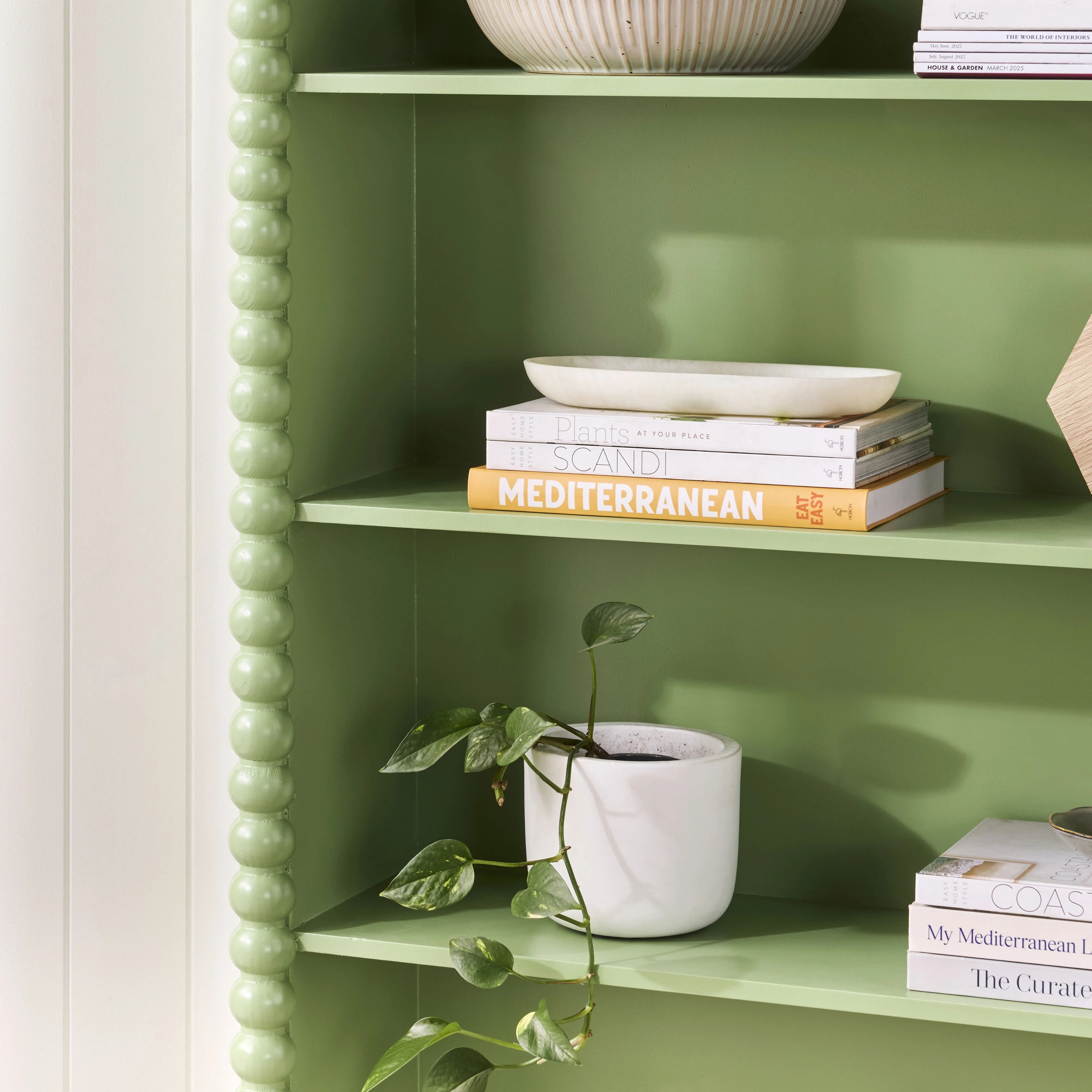 Maisie Tall Bookcase Green 90x32x170cm - Image 11