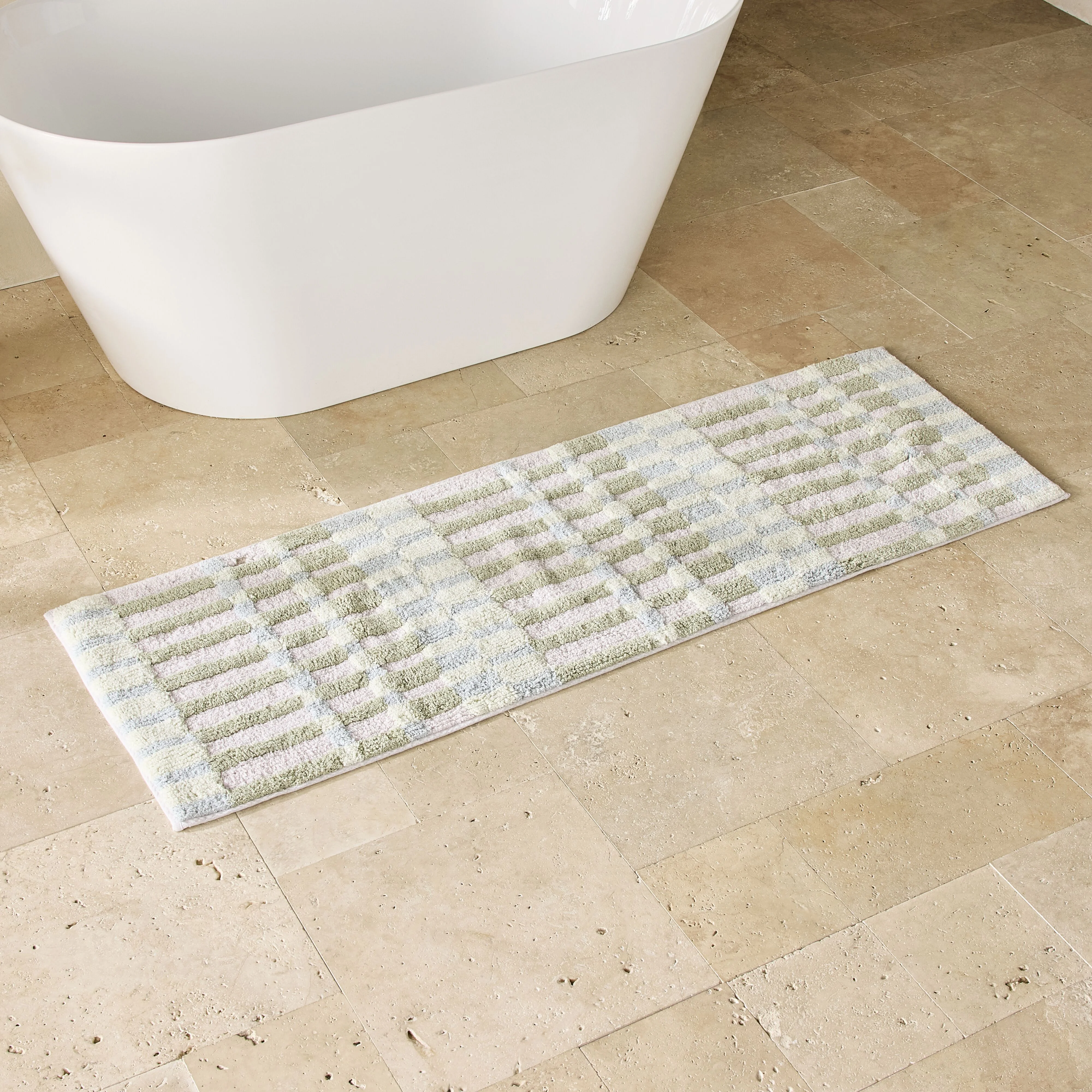 Maison Hi Lo Bath Runner Lilac Check - Image 3