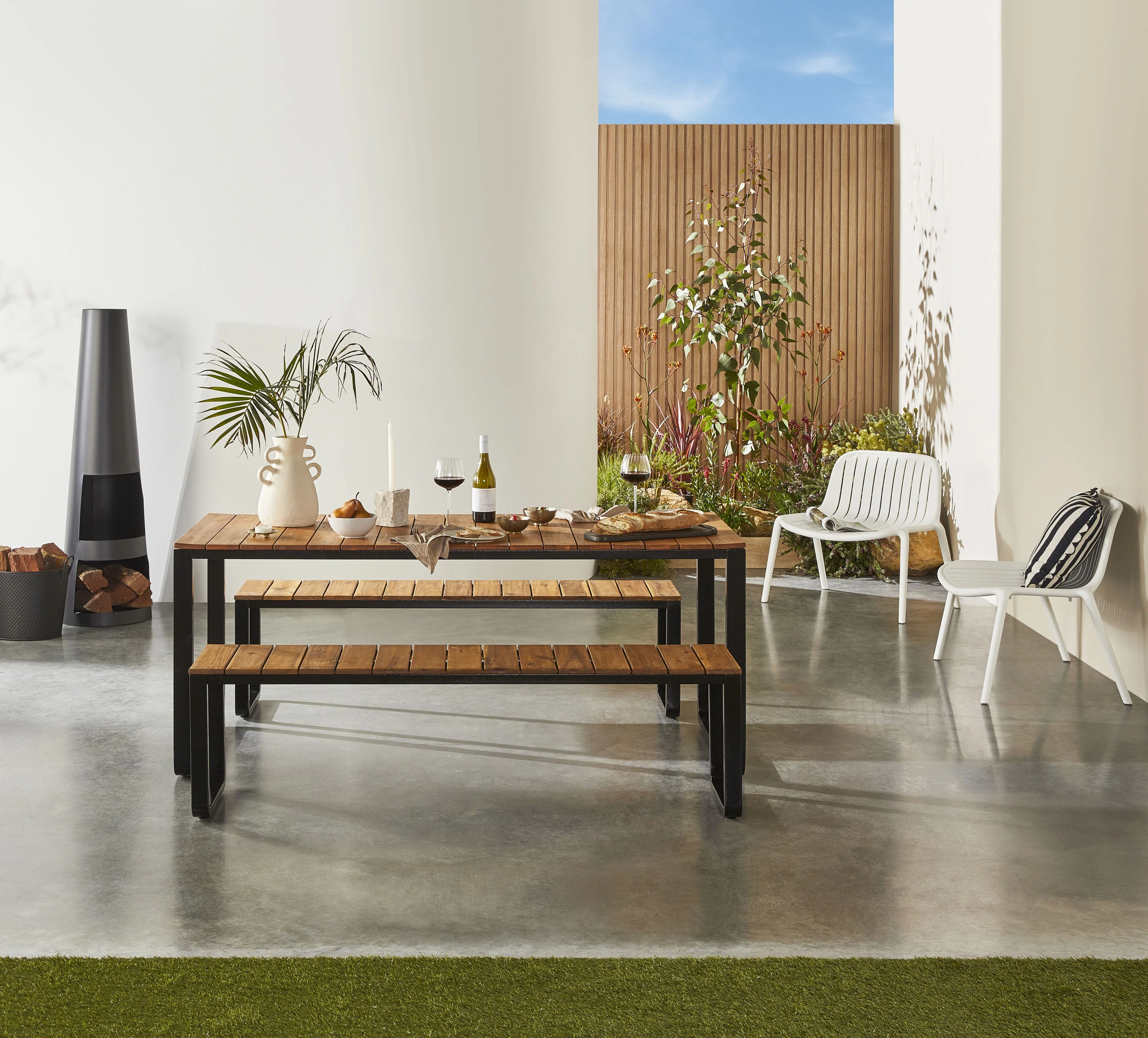 Malia Outdoor Dining Table 180cm with 2x Malia Outdoor Dining Benches 160cm Package - Image 4