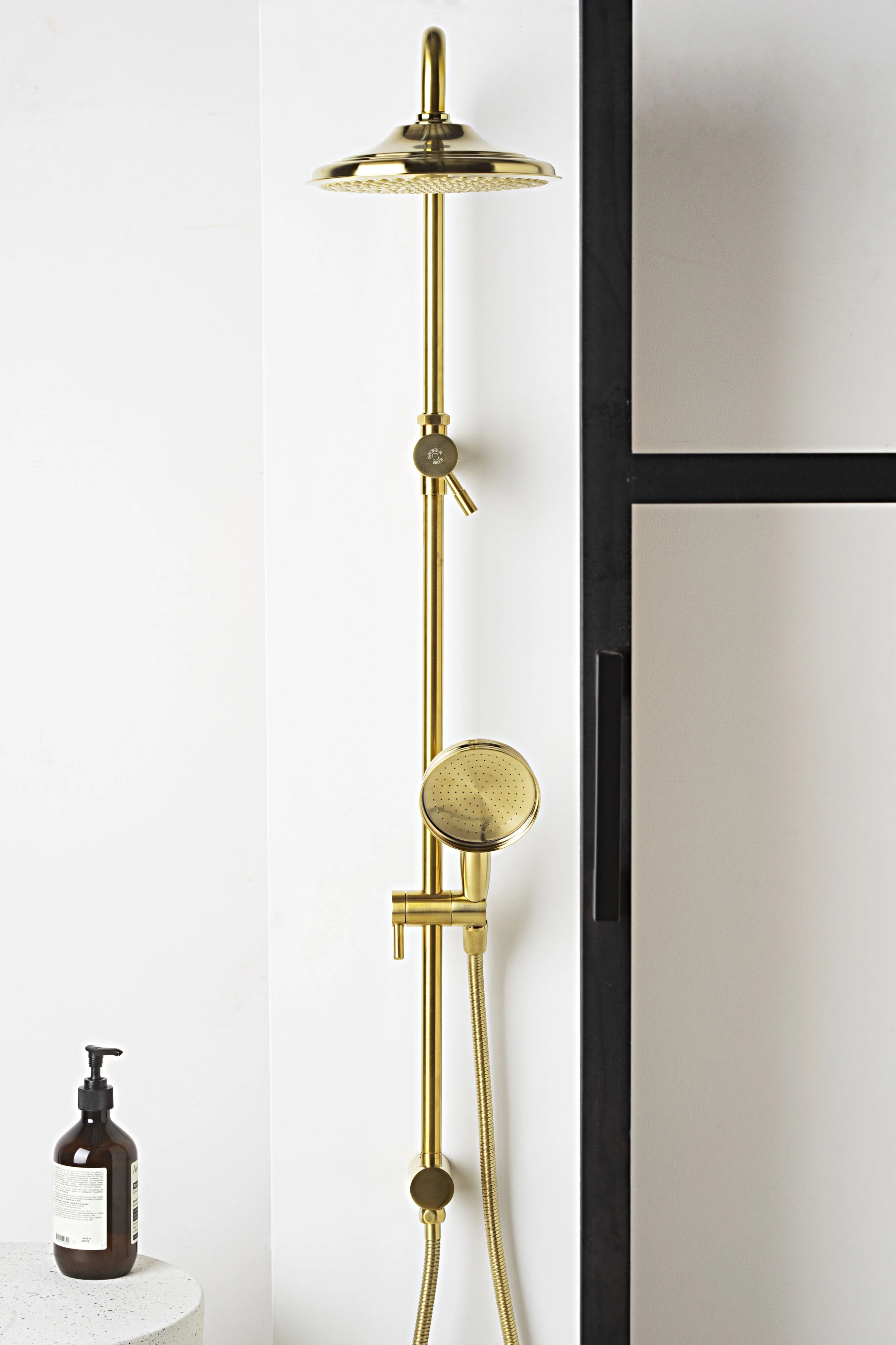 Malvern Shower Rail Brushed Brass - Image 9