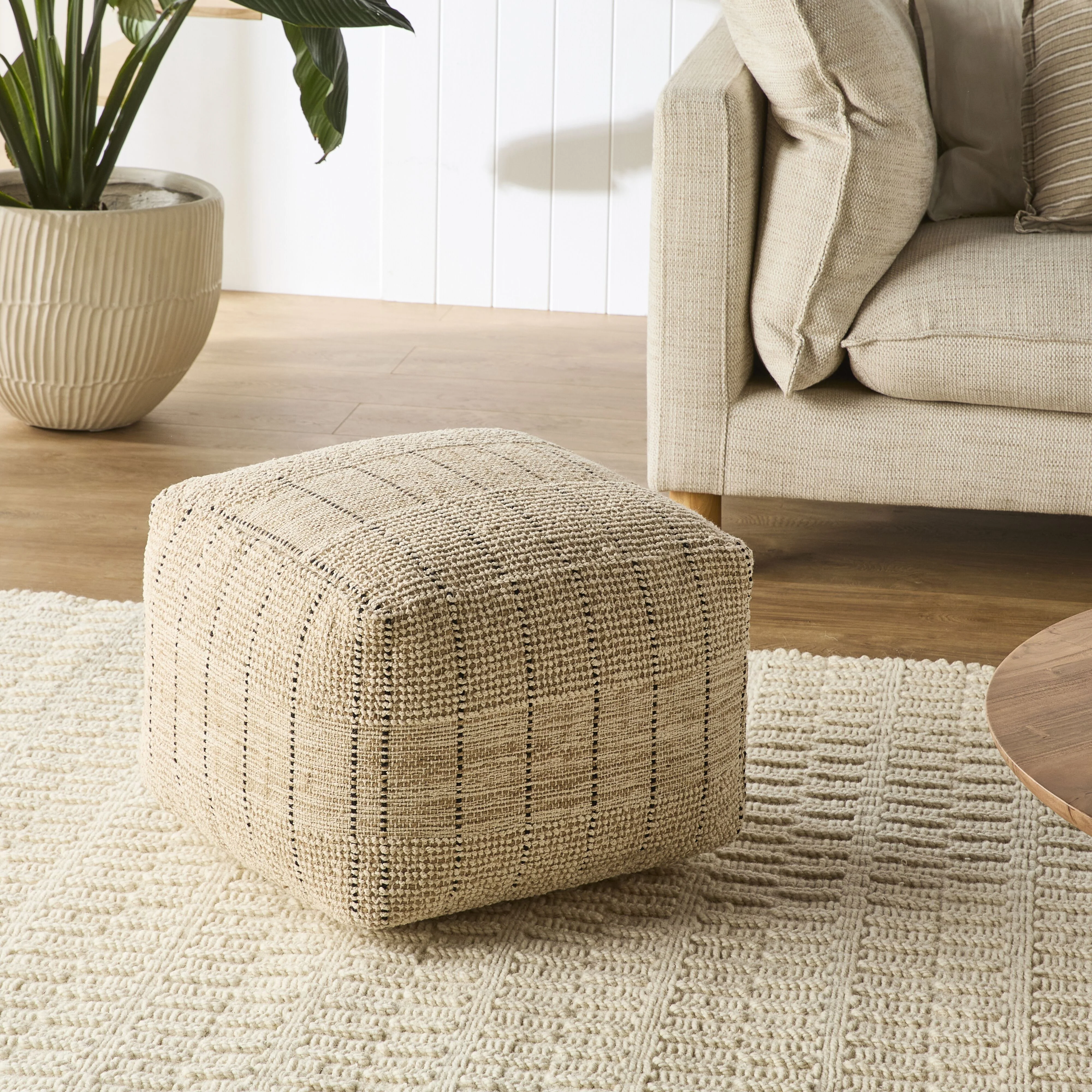 Mandurah Stripe Square Pouf - Image 4