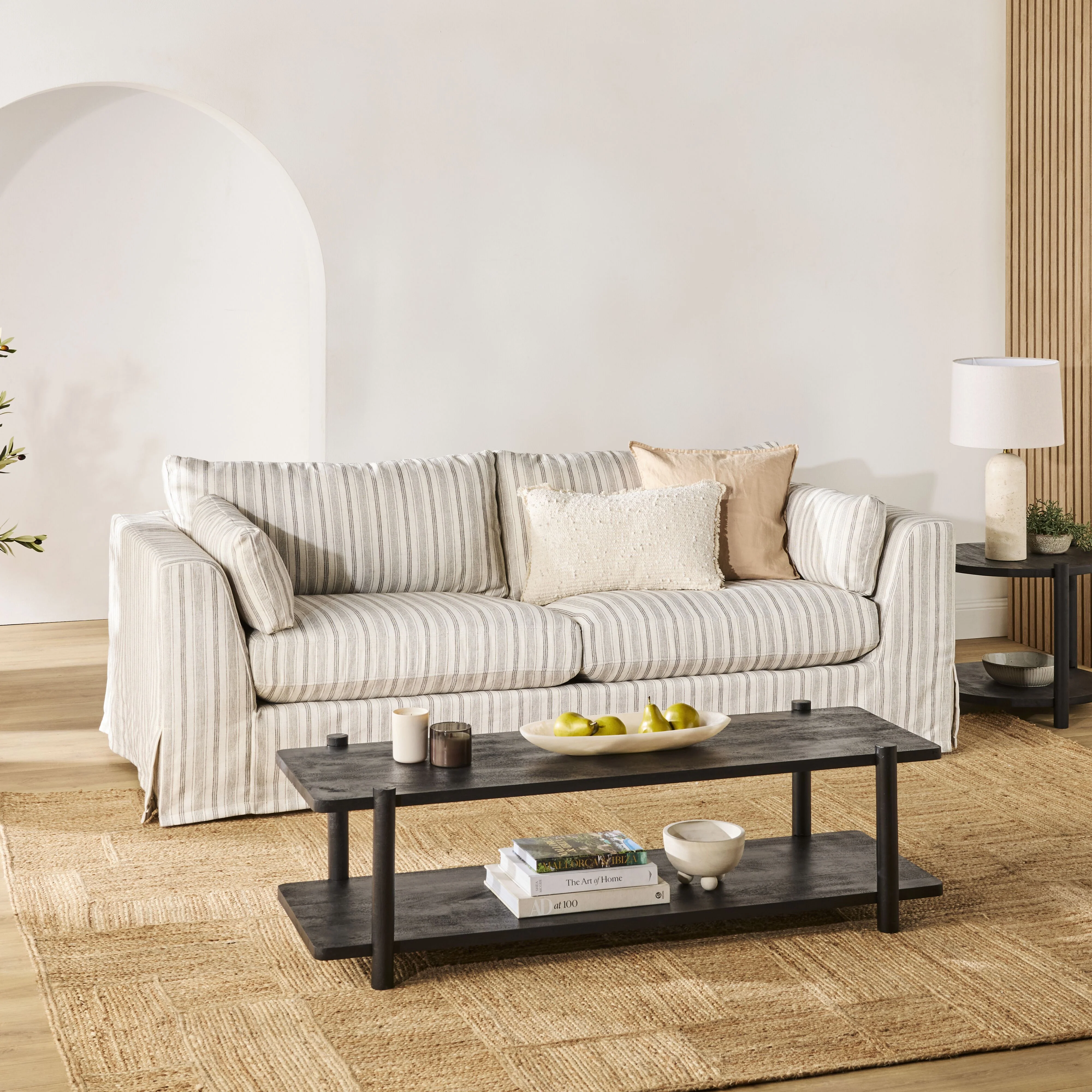Manon 3 Seater Sofa Linen Stripe - Image 7