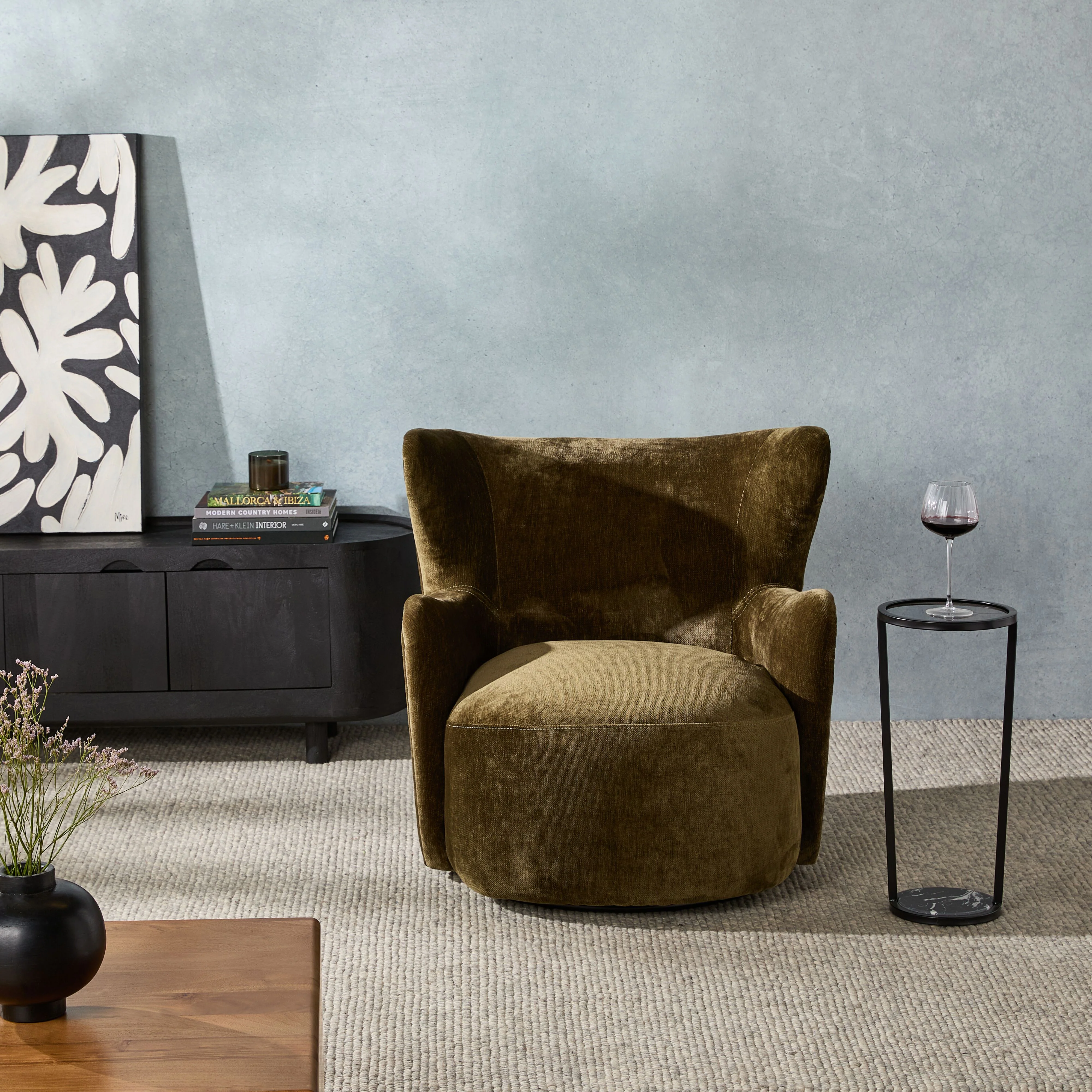 Mara Swivel Armchair Khaki Green - Image 7