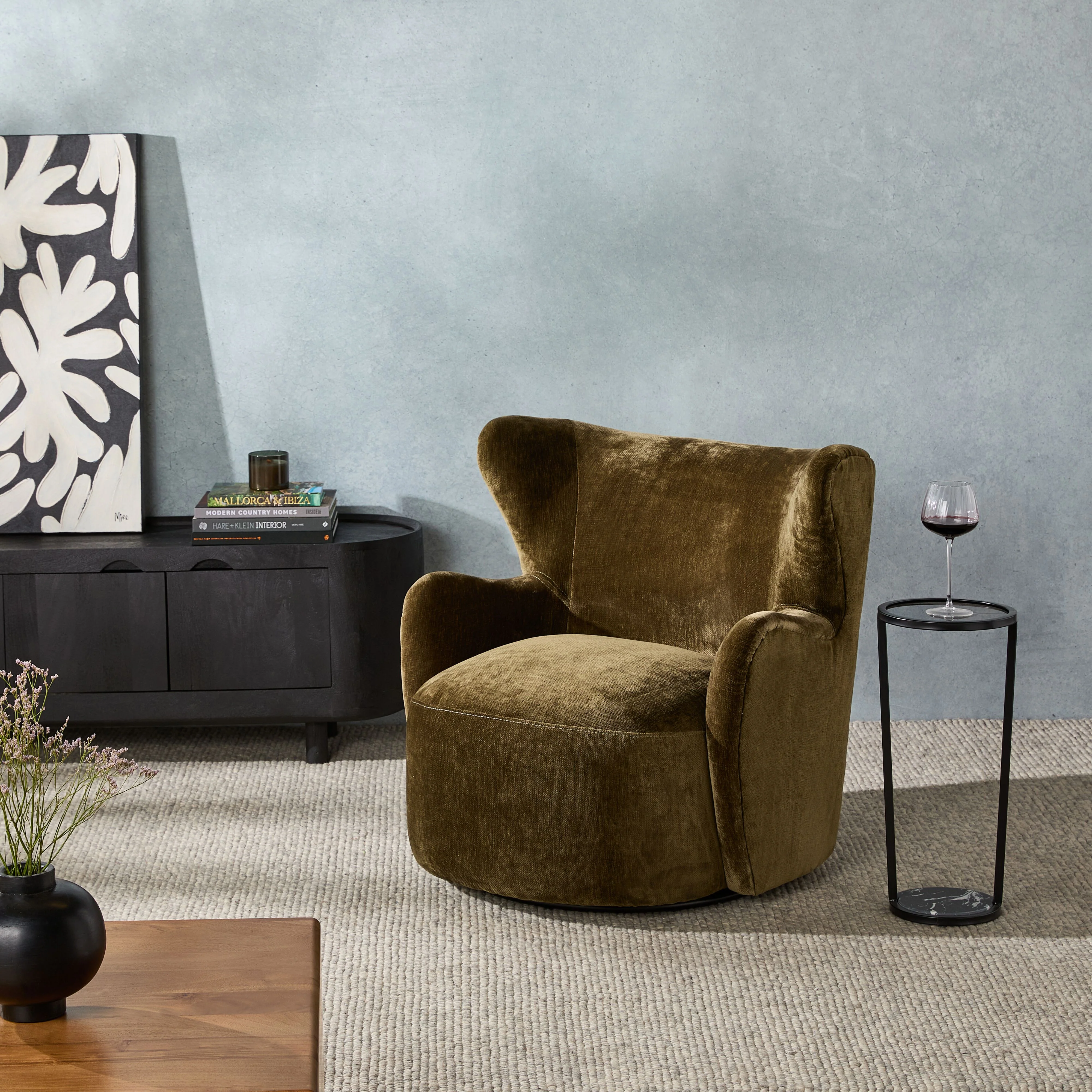 Mara Swivel Armchair Khaki Green - Image 8