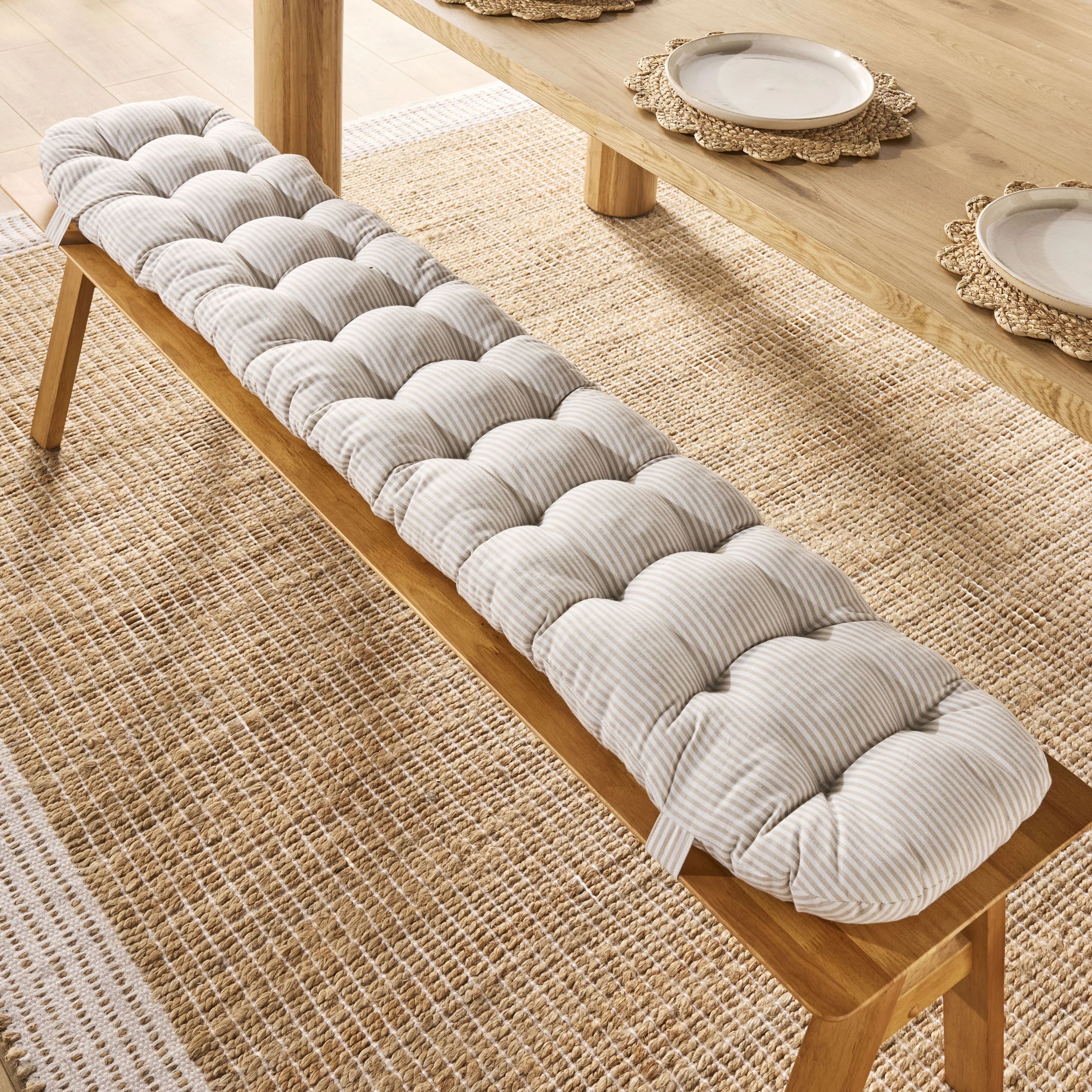 Marais Bench Seat Cushion 180cm Almond Stripe - Image 4