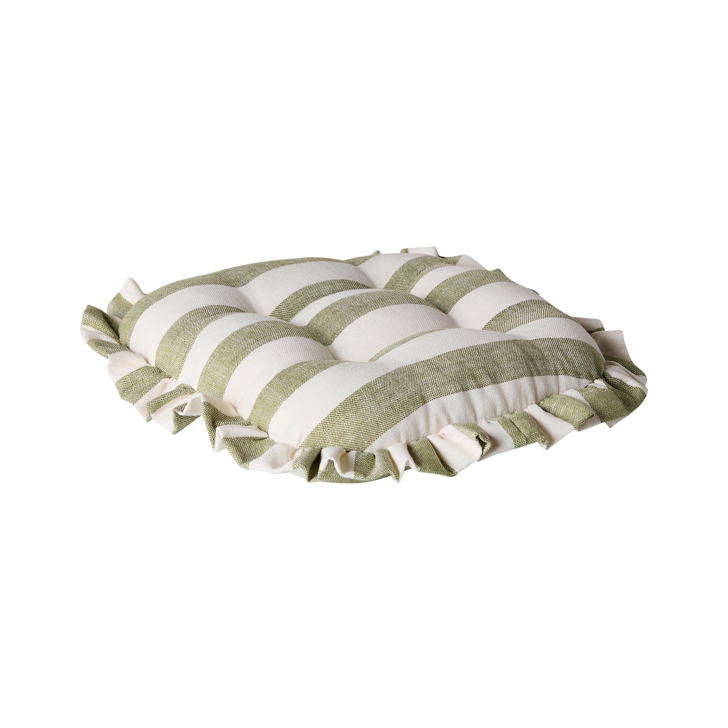 Marais Block Stripe Ruffle Seat Cushion Olive - Image 3