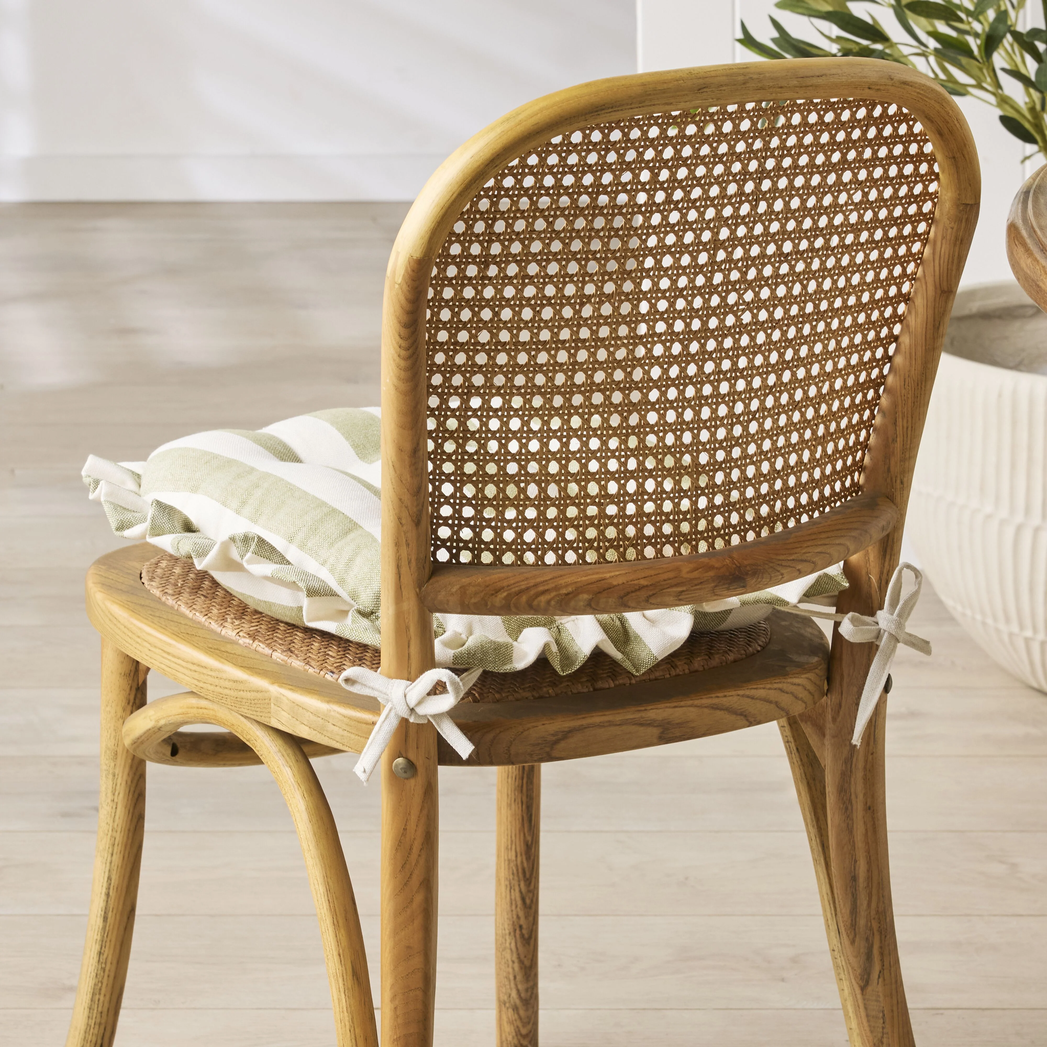 Marais Block Stripe Ruffle Seat Cushion Olive - Image 5