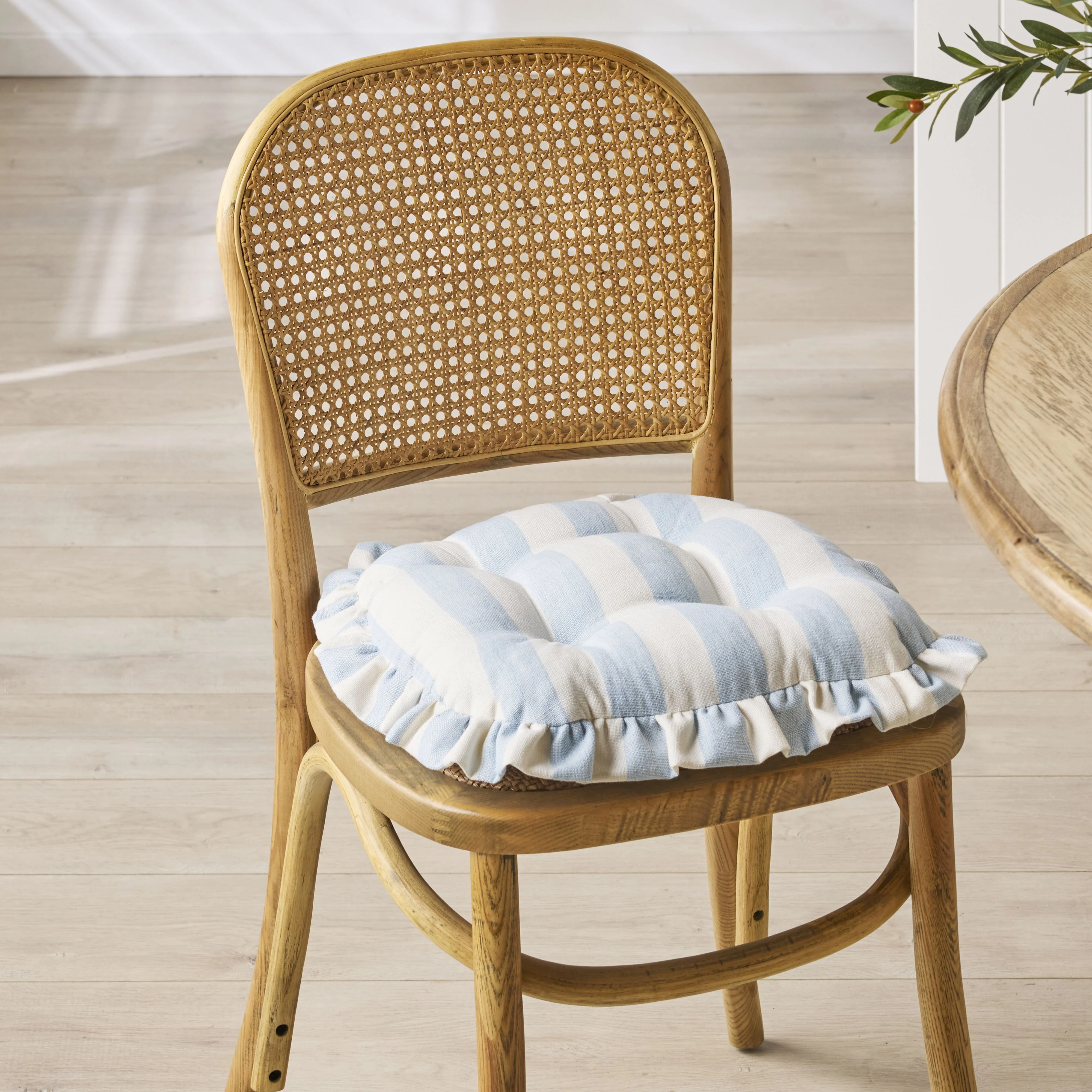 Marais Block Stripe Ruffle Seat Cushion Sky Blue - Image 4