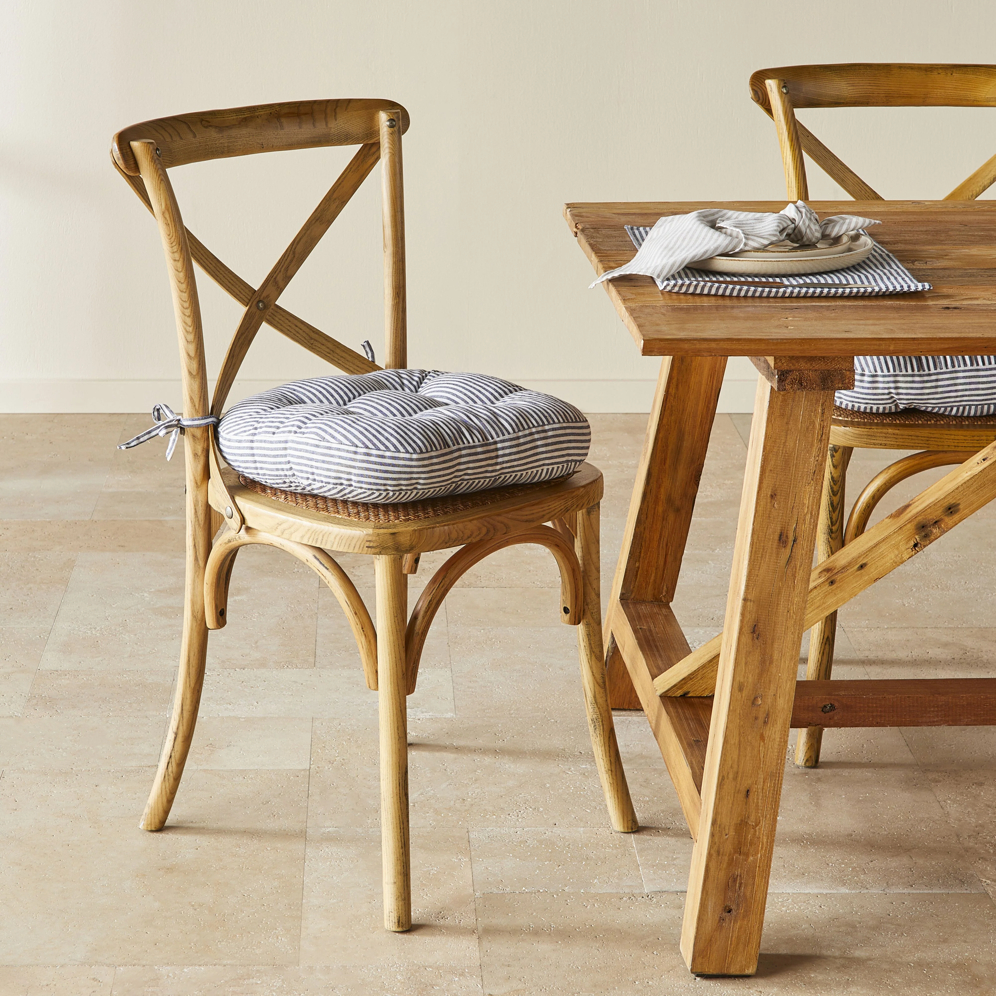 Marais Navy Stripe Seat Cushion 41x44x5cm - Image 4