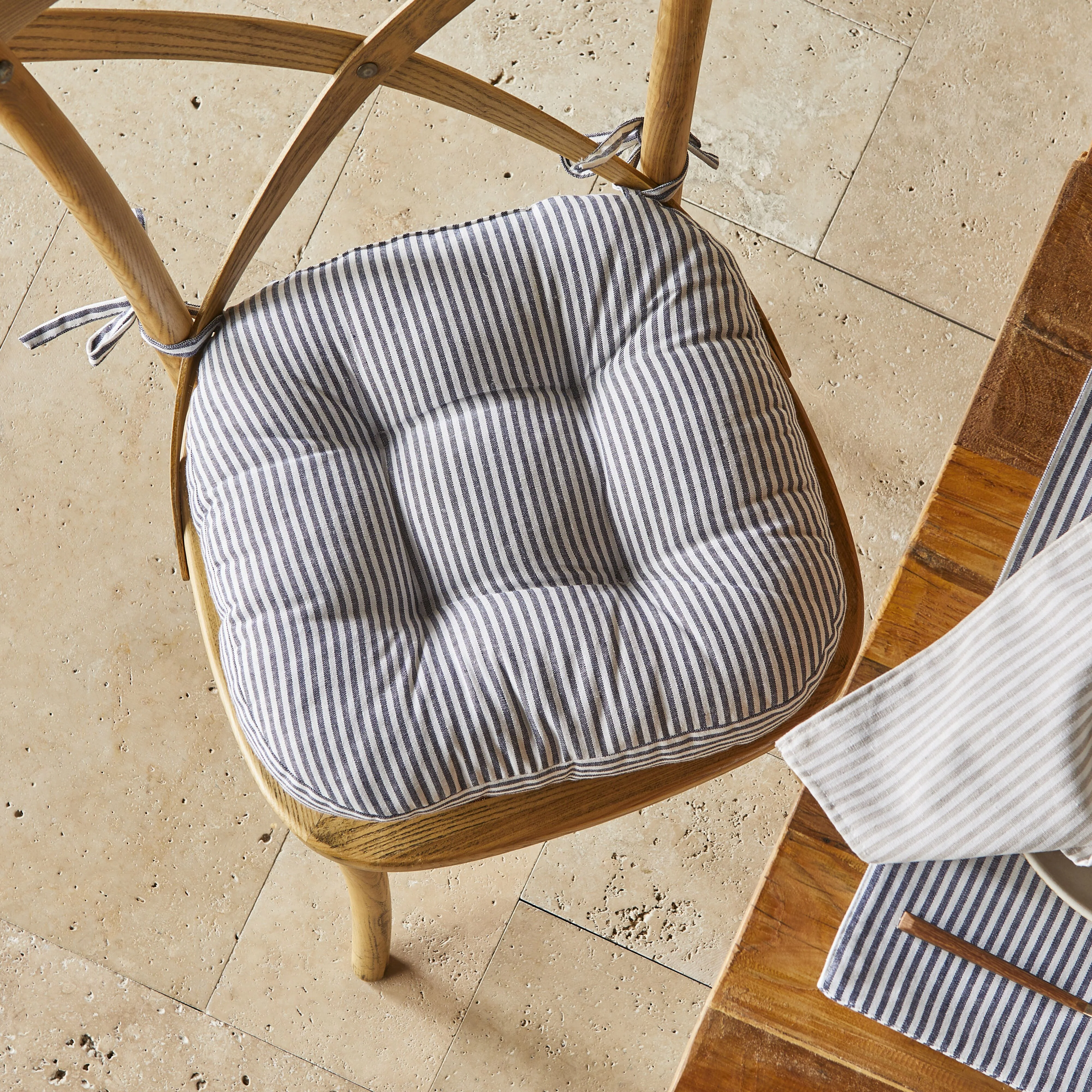 Marais Navy Stripe Seat Cushion 41x44x5cm - Image 5
