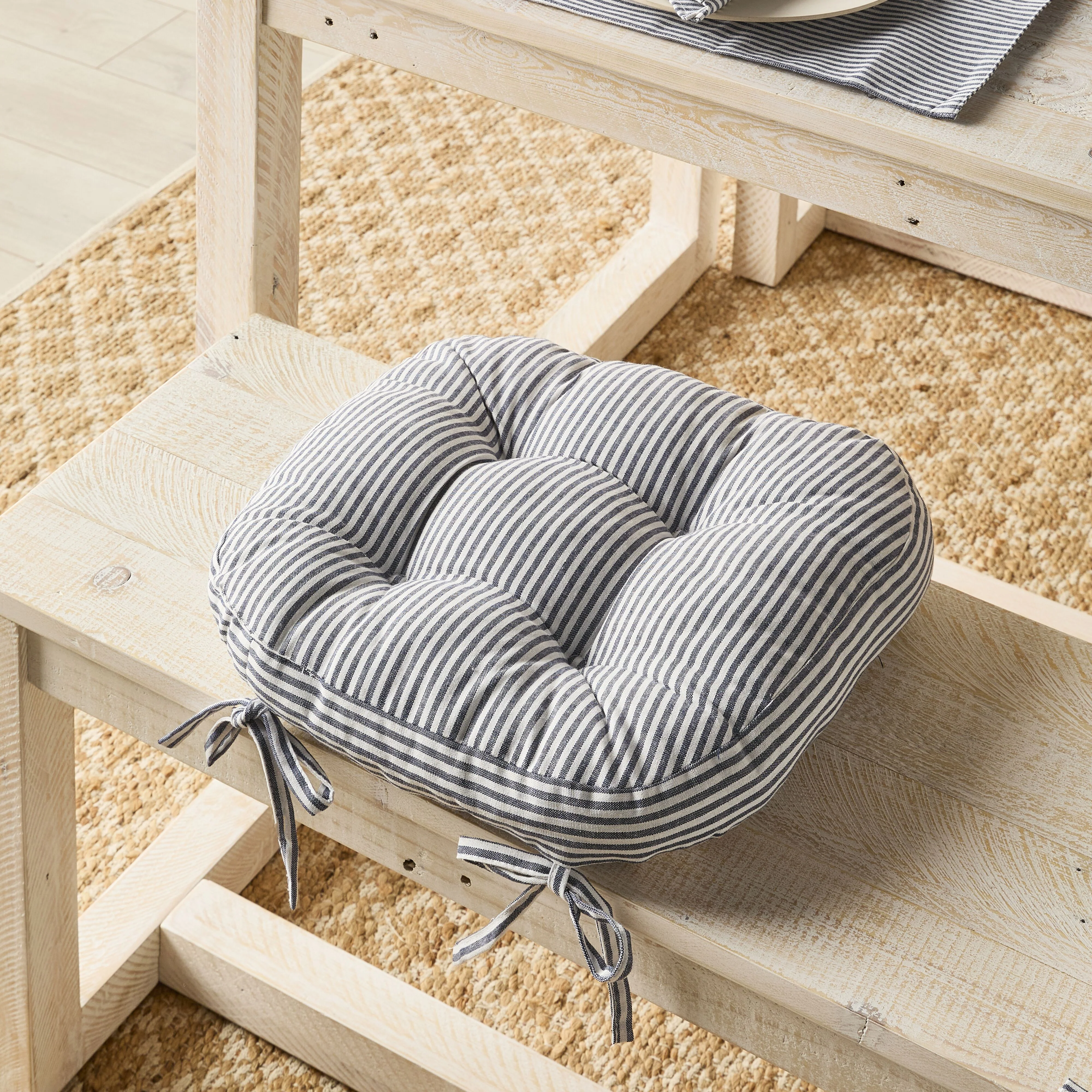 Marais Navy Stripe Seat Cushion 41x44x5cm - Image 6