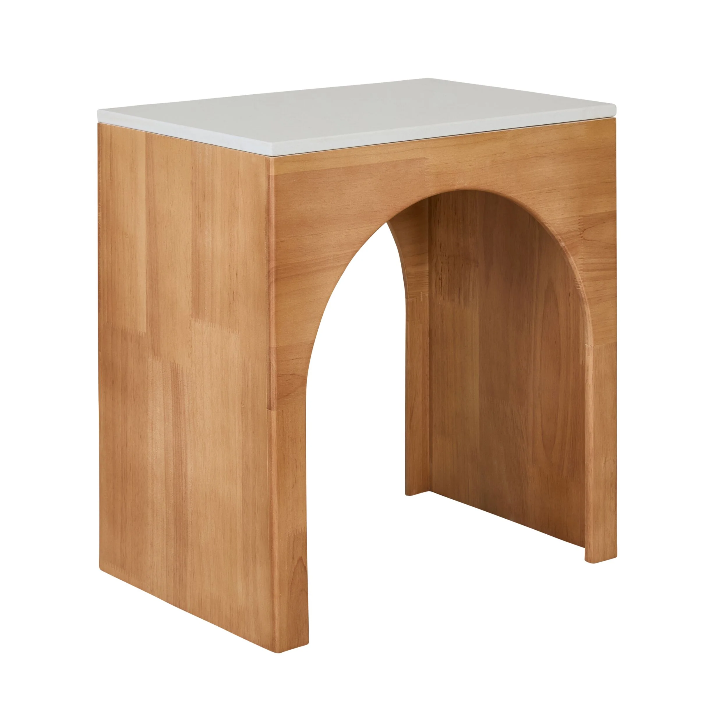 Marble Arched Wooden Side Table 45cm - Image 2