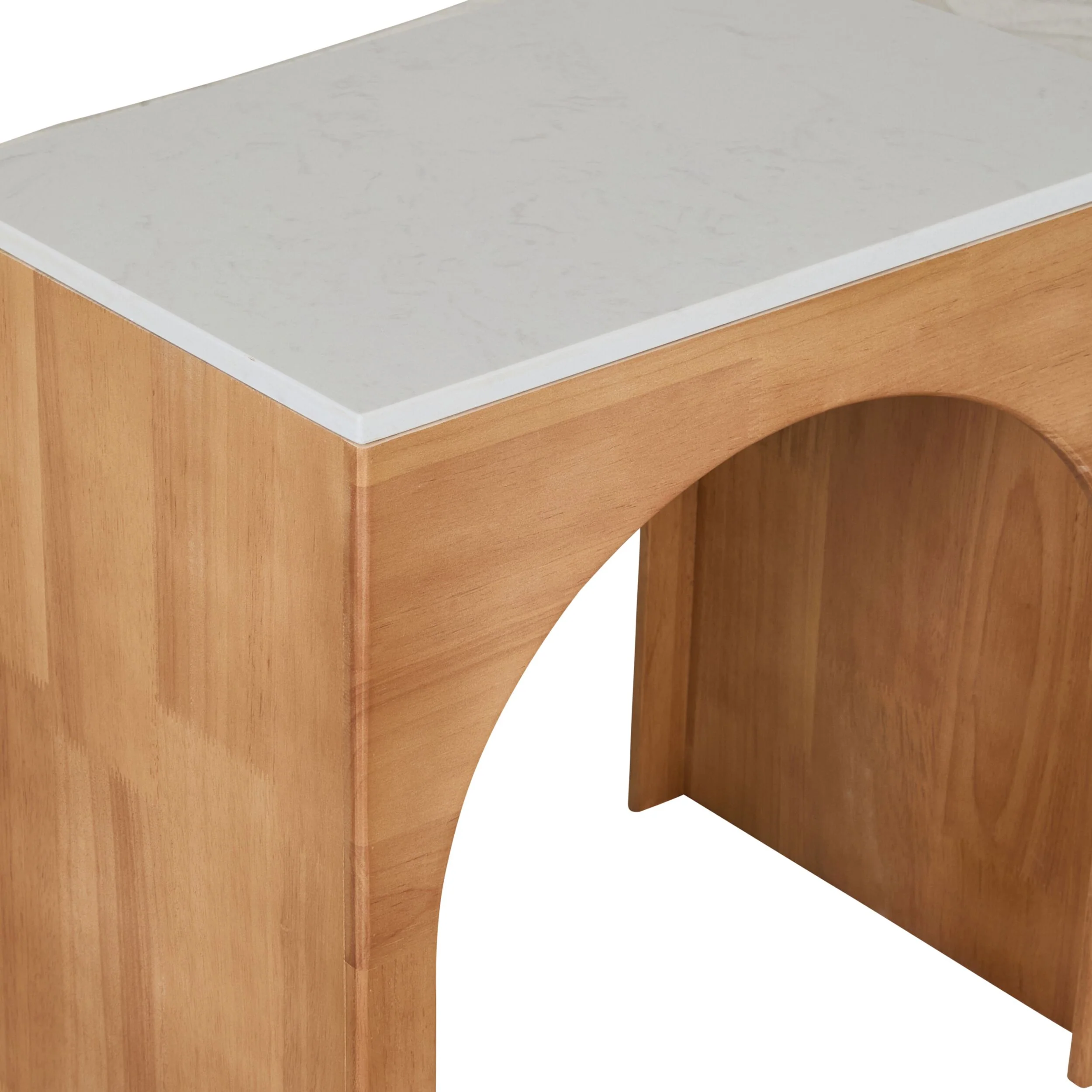 Marble Arched Wooden Side Table 45cm - Image 4