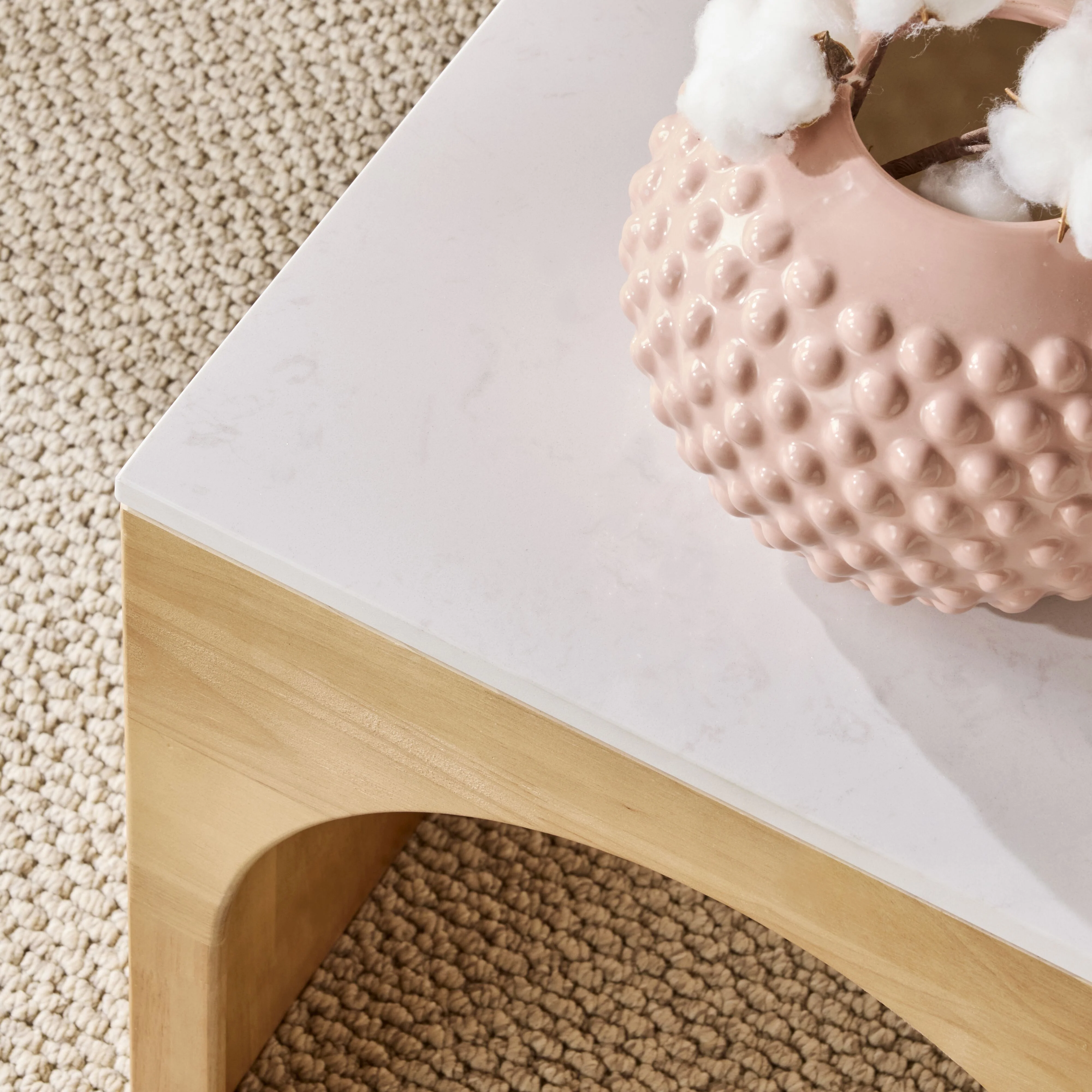 Marble Arched Wooden Side Table 45cm - Image 8
