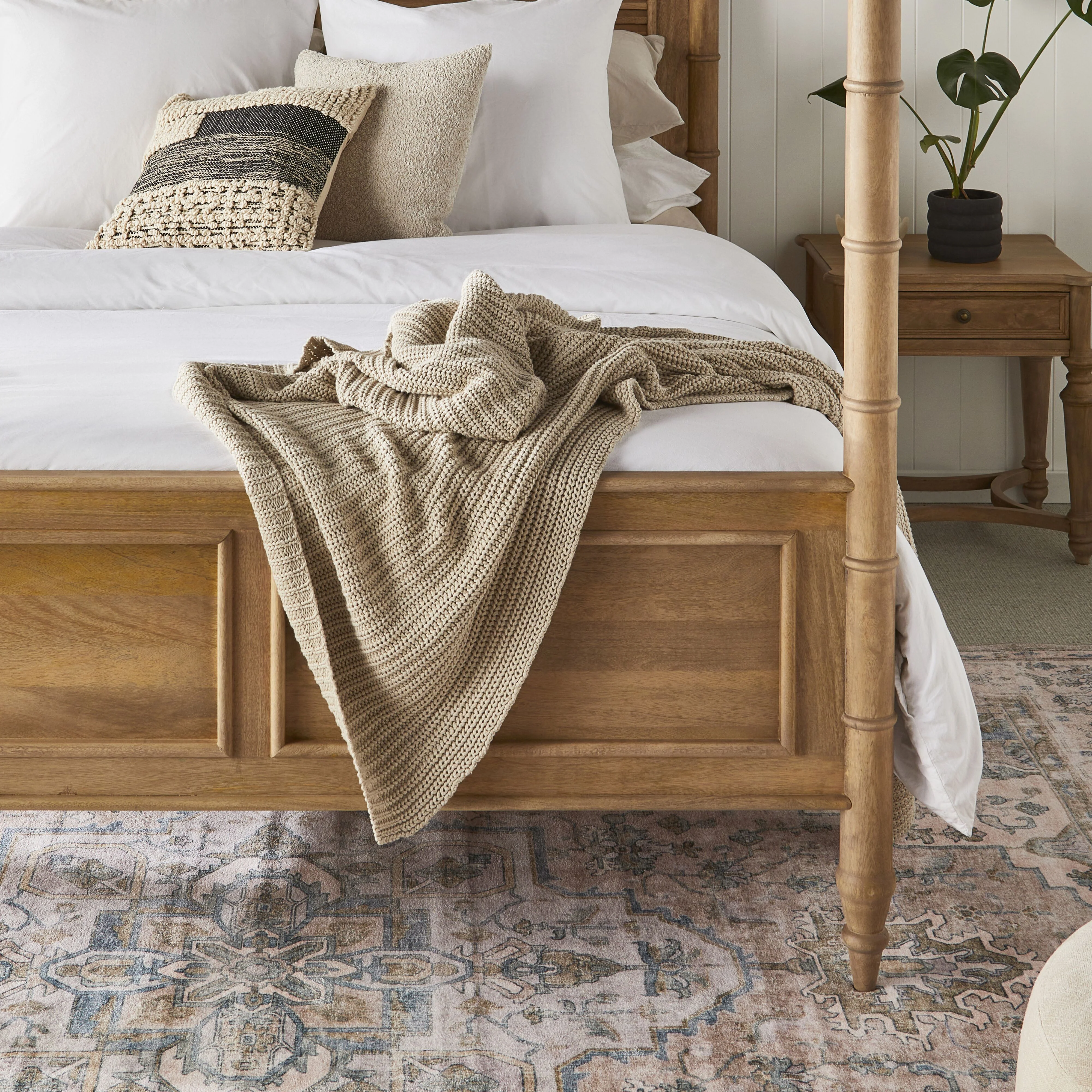 Marley Rib Knitted Blanket Stone 200X150cm - Image 4