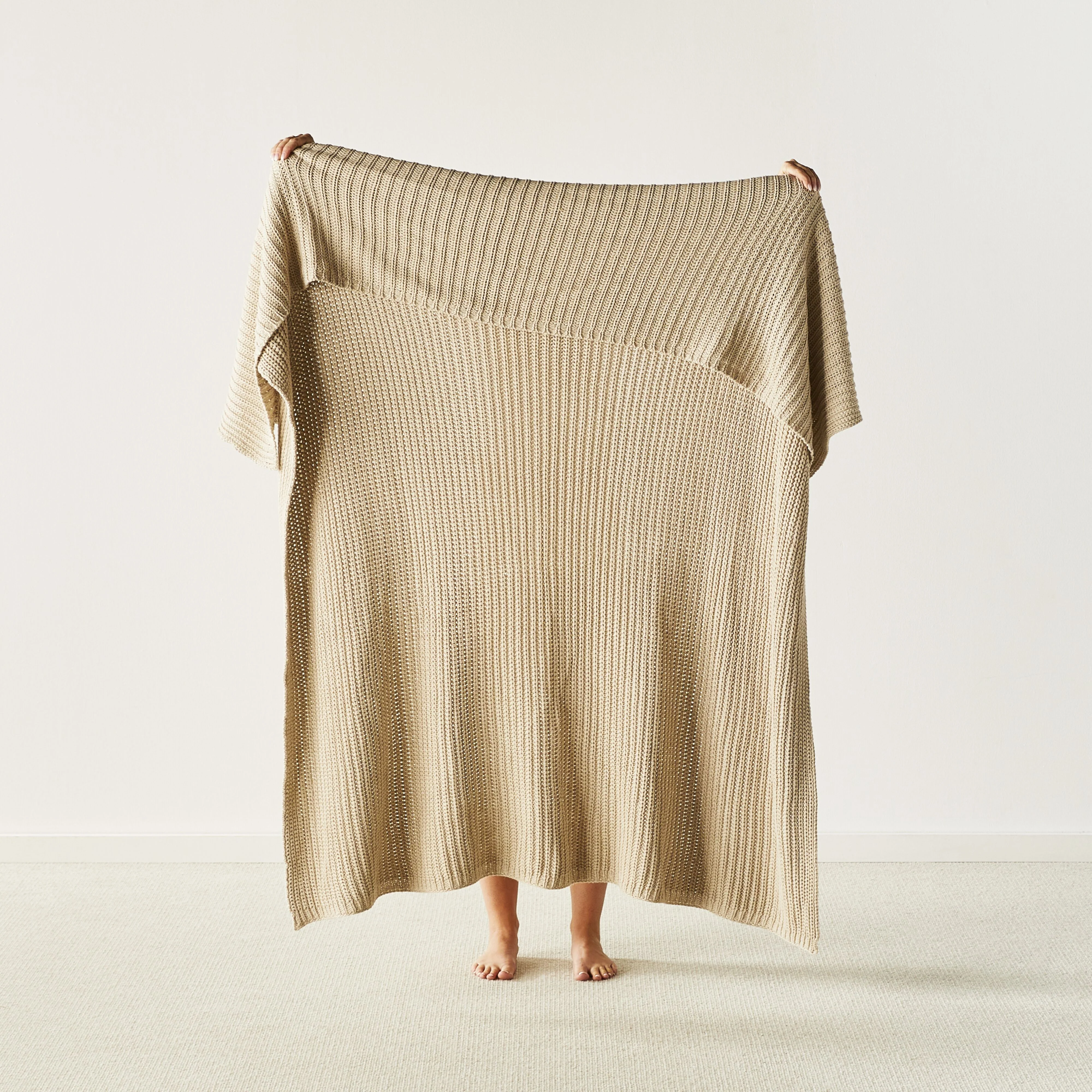 Marley Rib Knitted Blanket Stone 200X150cm - Image 6