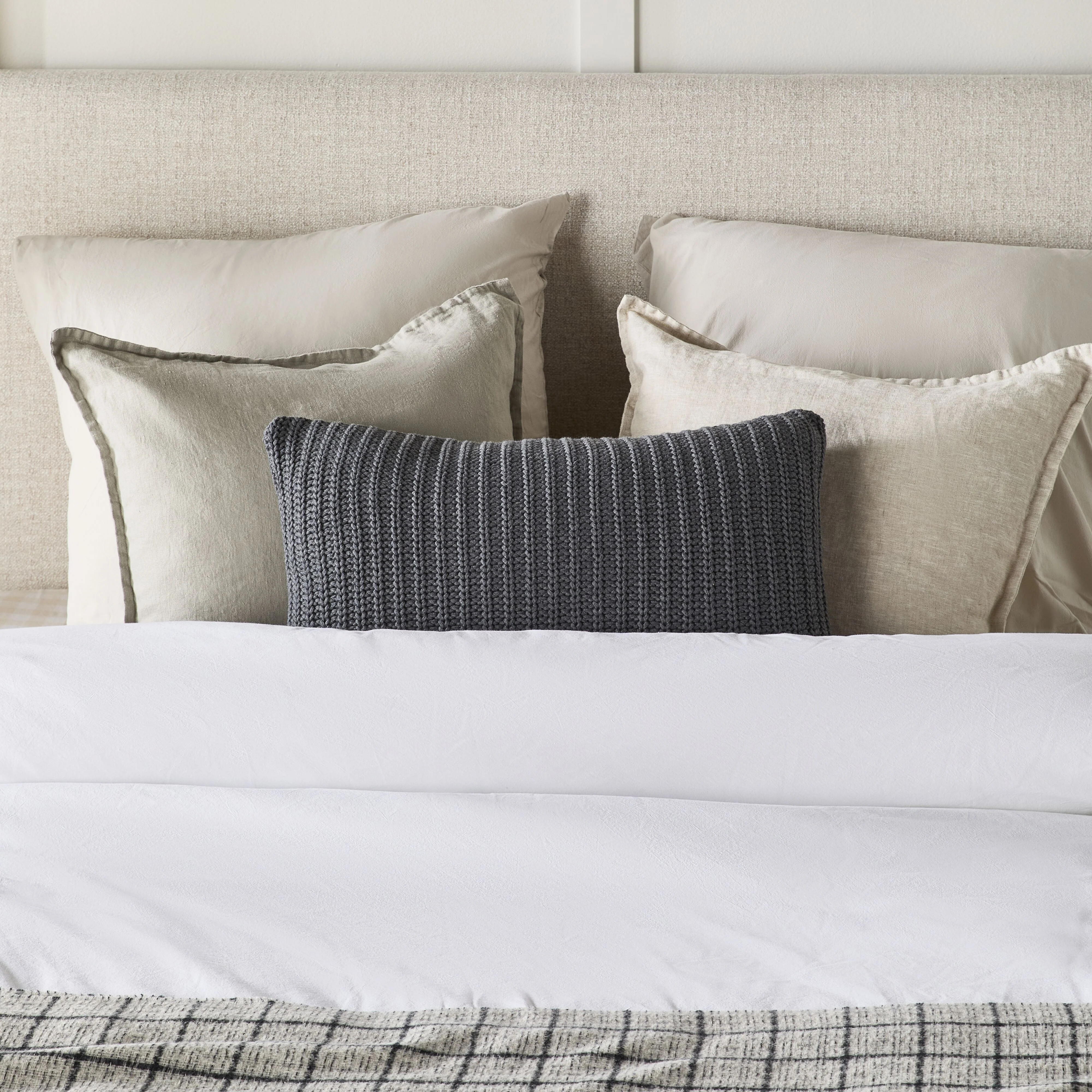 Marley Rib Knitted Cushion Charcoal 55X35cm - Image 3