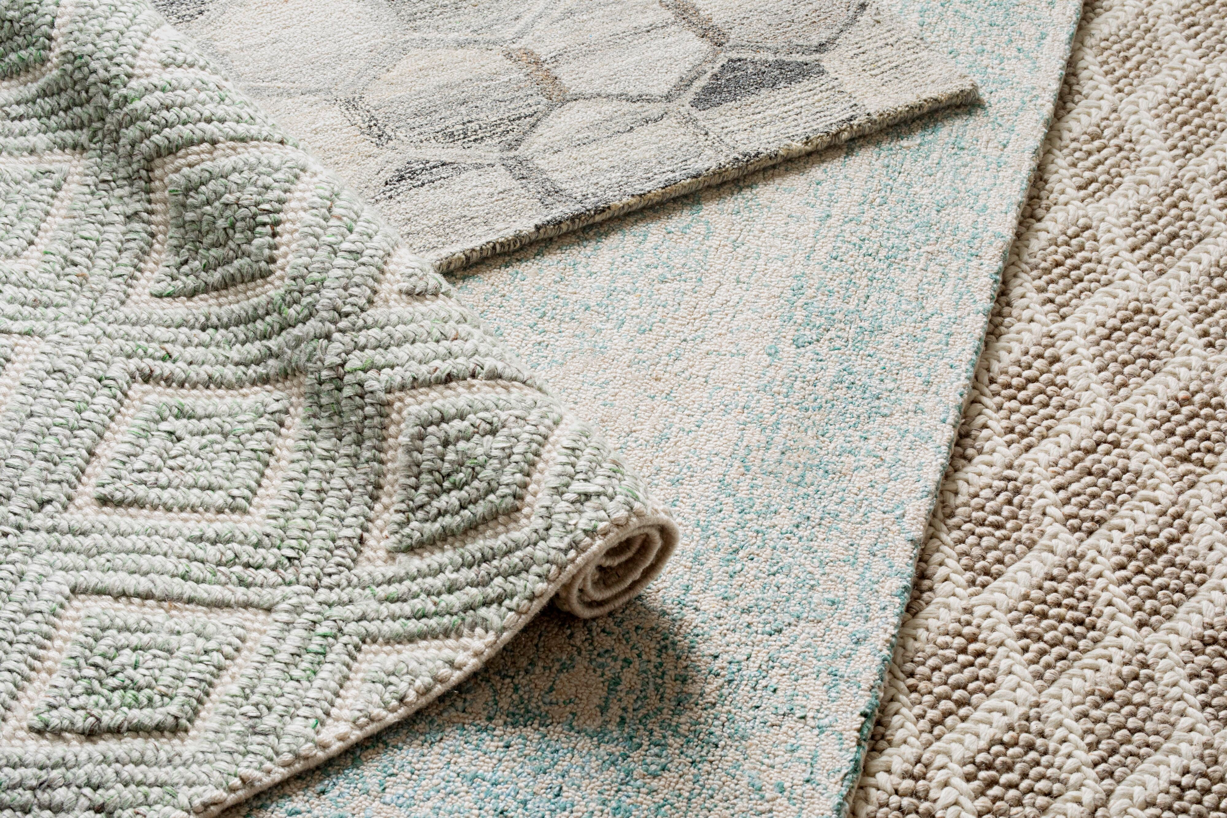 Marrakesh Mandala Hand-Tufted Wool Blend Blue & Cream Rug 240x150cm - Image 5