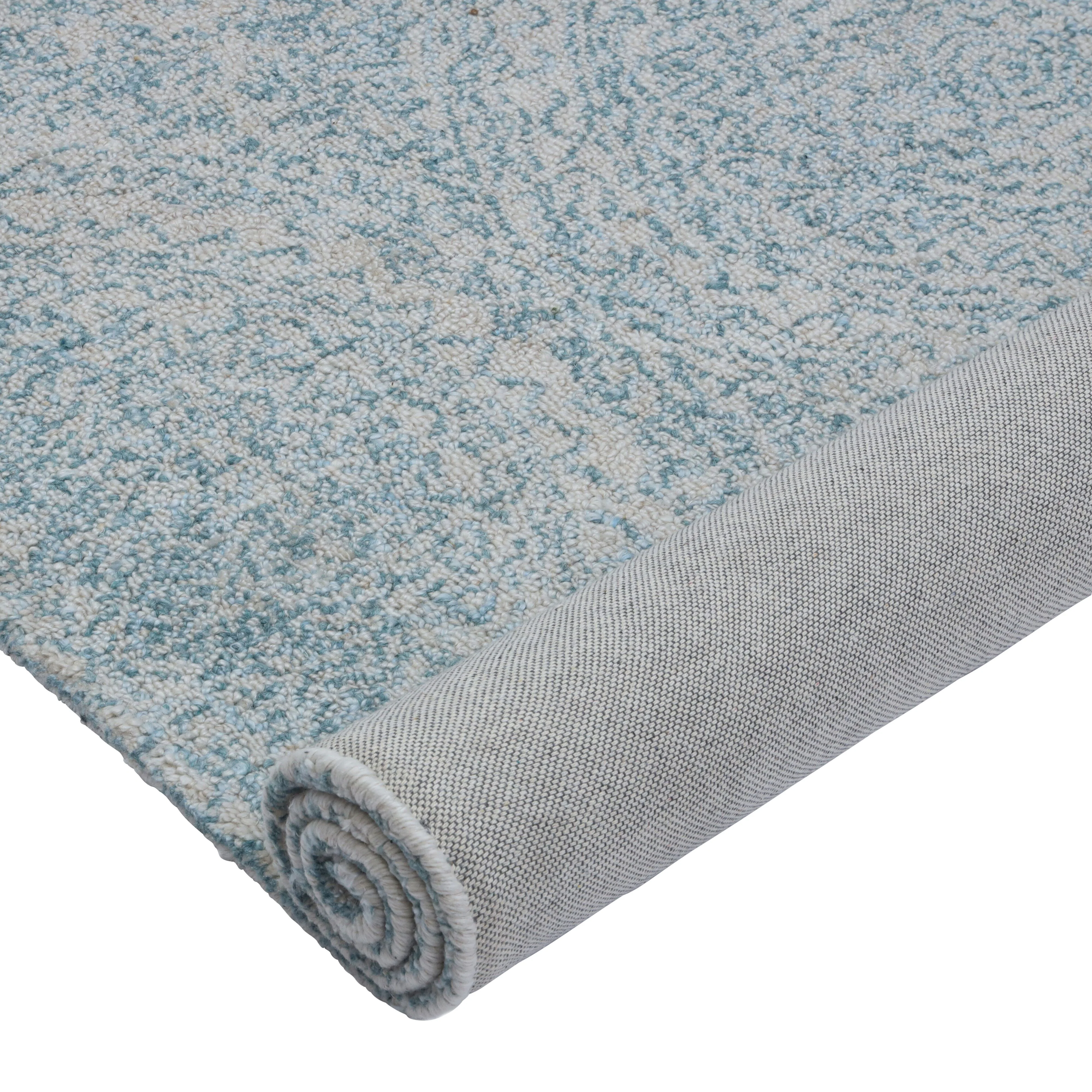Marrakesh Mandala Hand-Tufted Wool Blend Blue & Cream Rug 240x150cm - Image 6