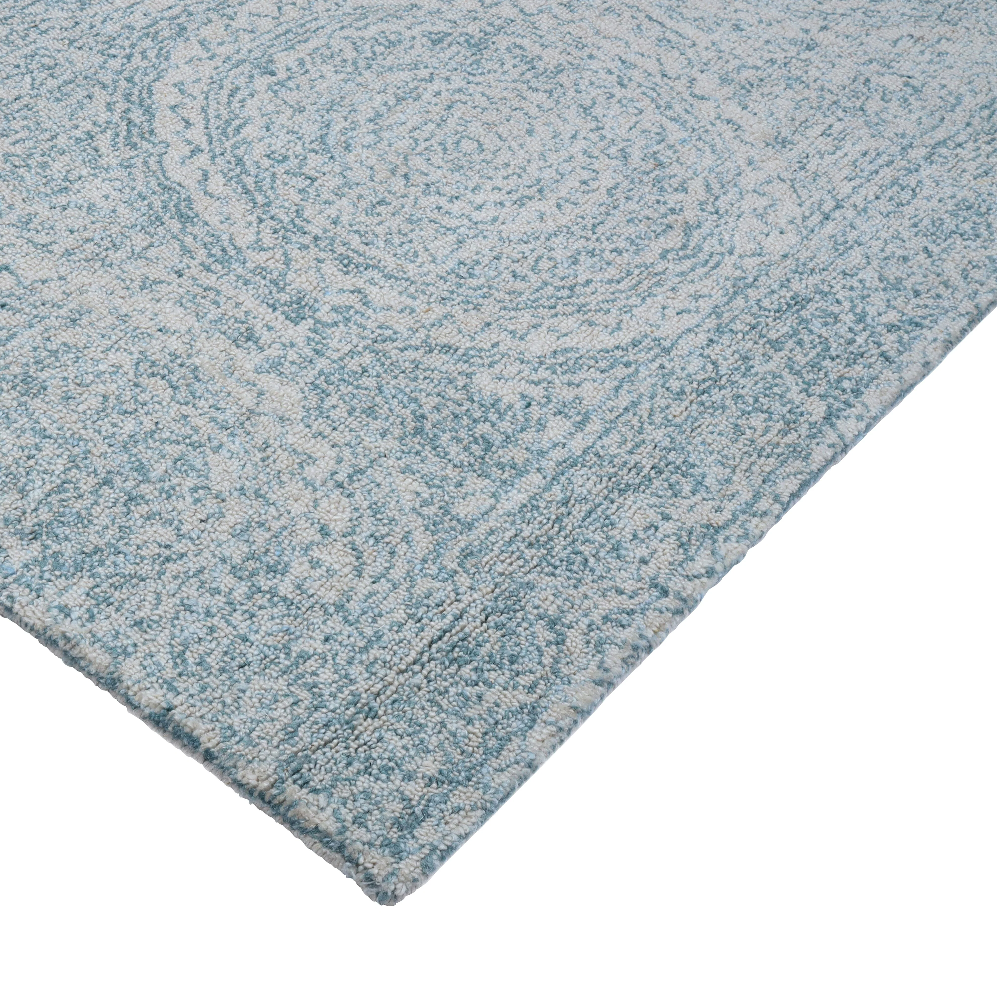 Marrakesh Mandala Hand-Tufted Wool Blend Blue & Cream Rug 240x150cm - Image 7