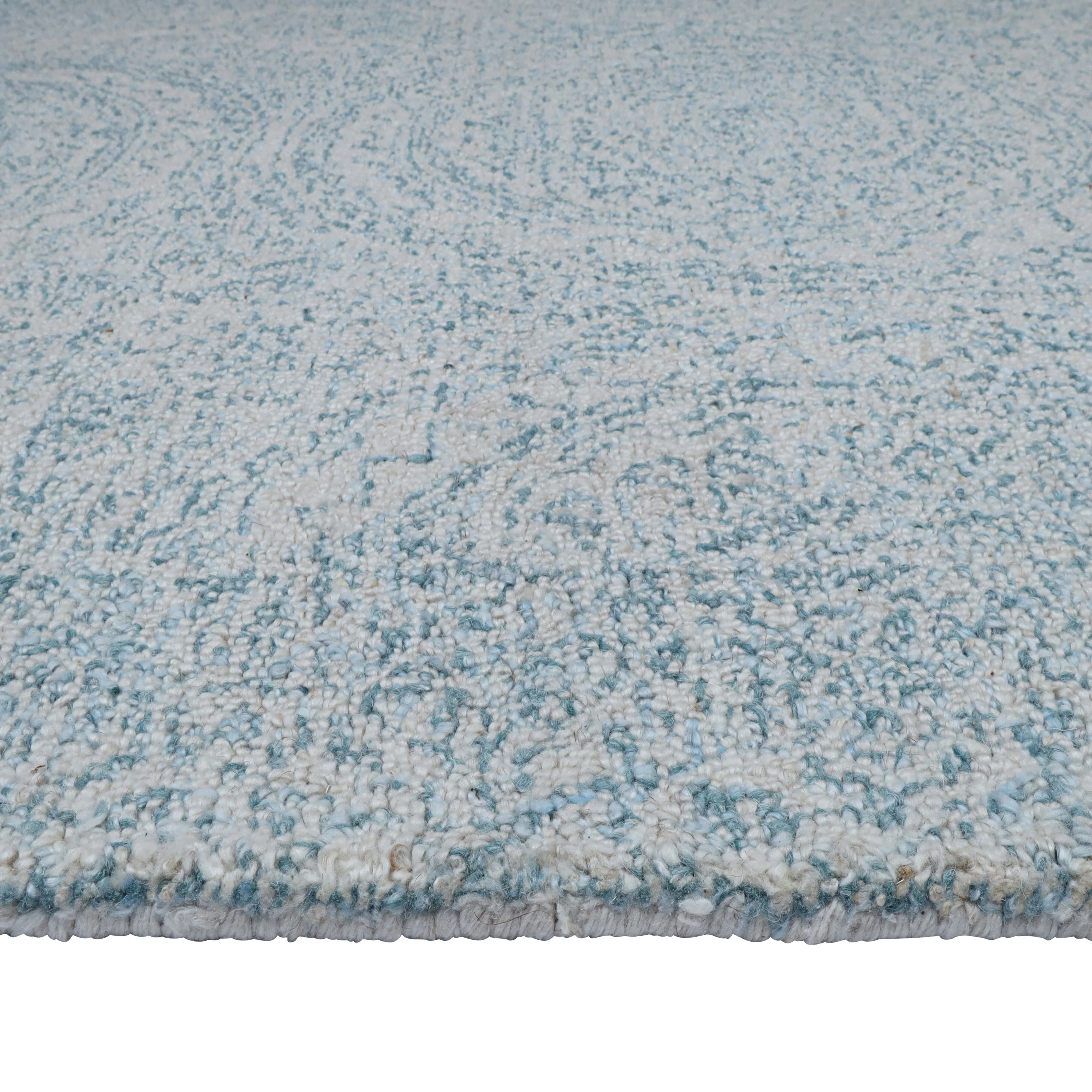 Marrakesh Mandala Hand-Tufted Wool Blend Blue & Cream Rug 240x150cm - Image 8