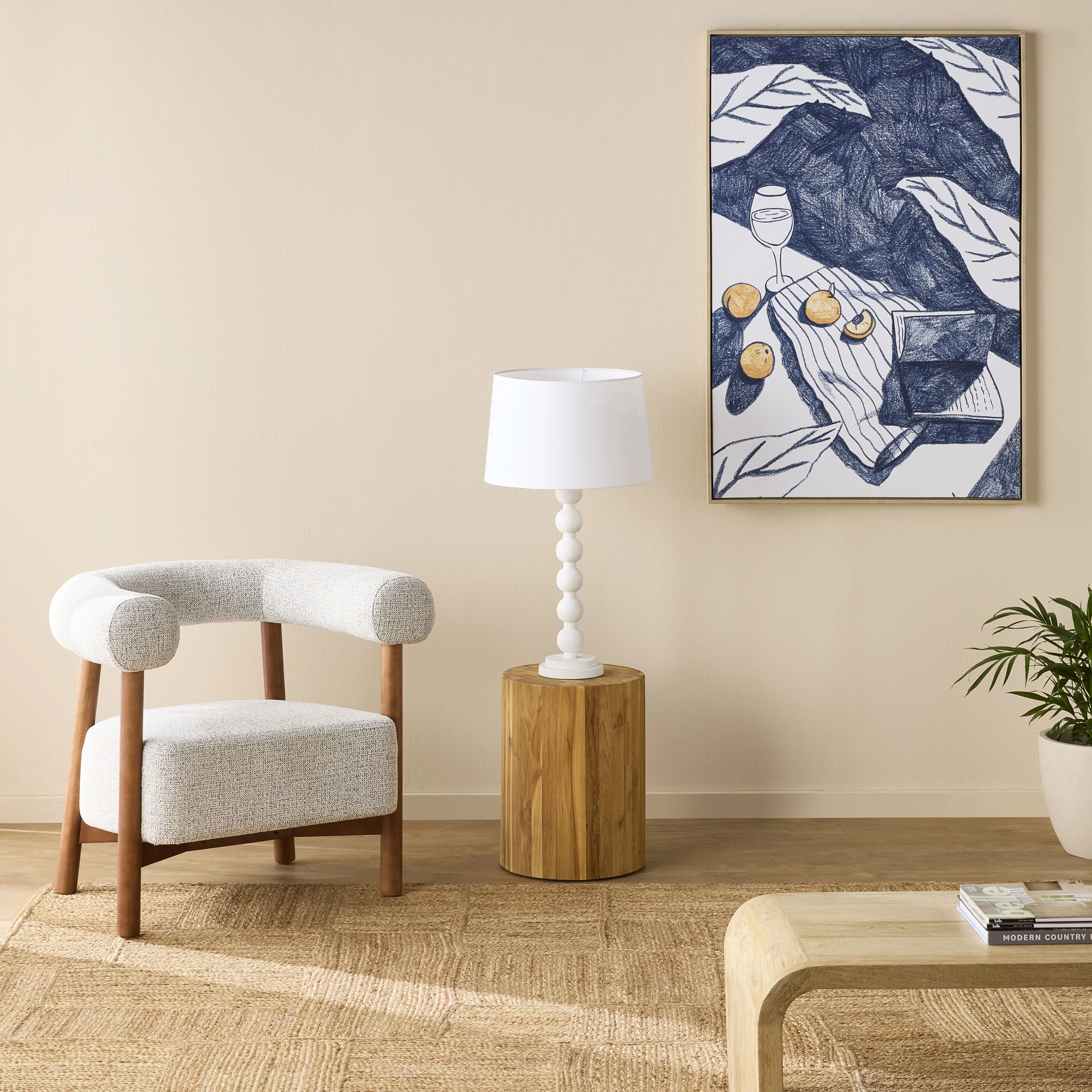 Melissa Wooden Table Lamp White 72cm - Image 6
