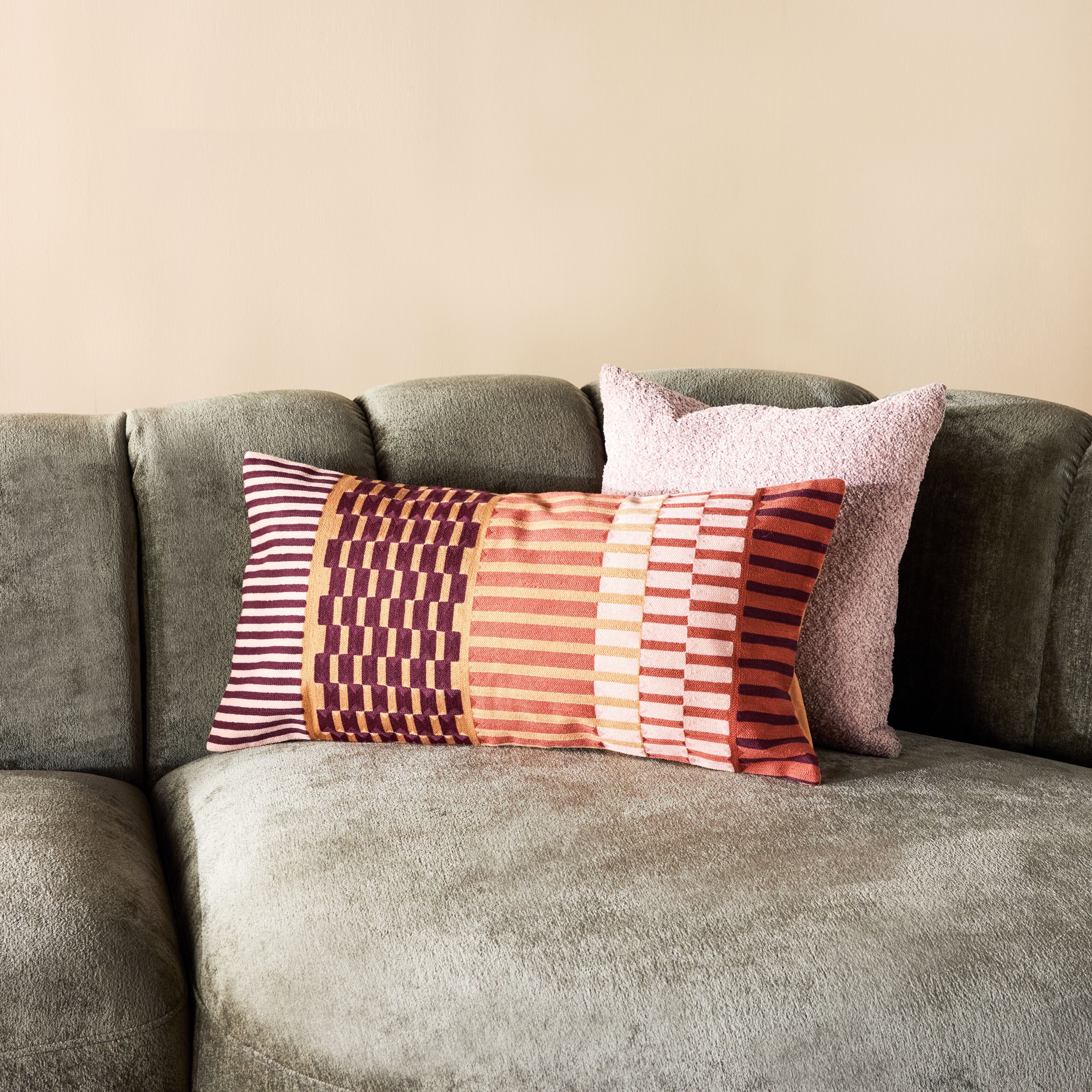 Meridian Mosaic Lumbar Cushion Pink 35x70cm - Image 4