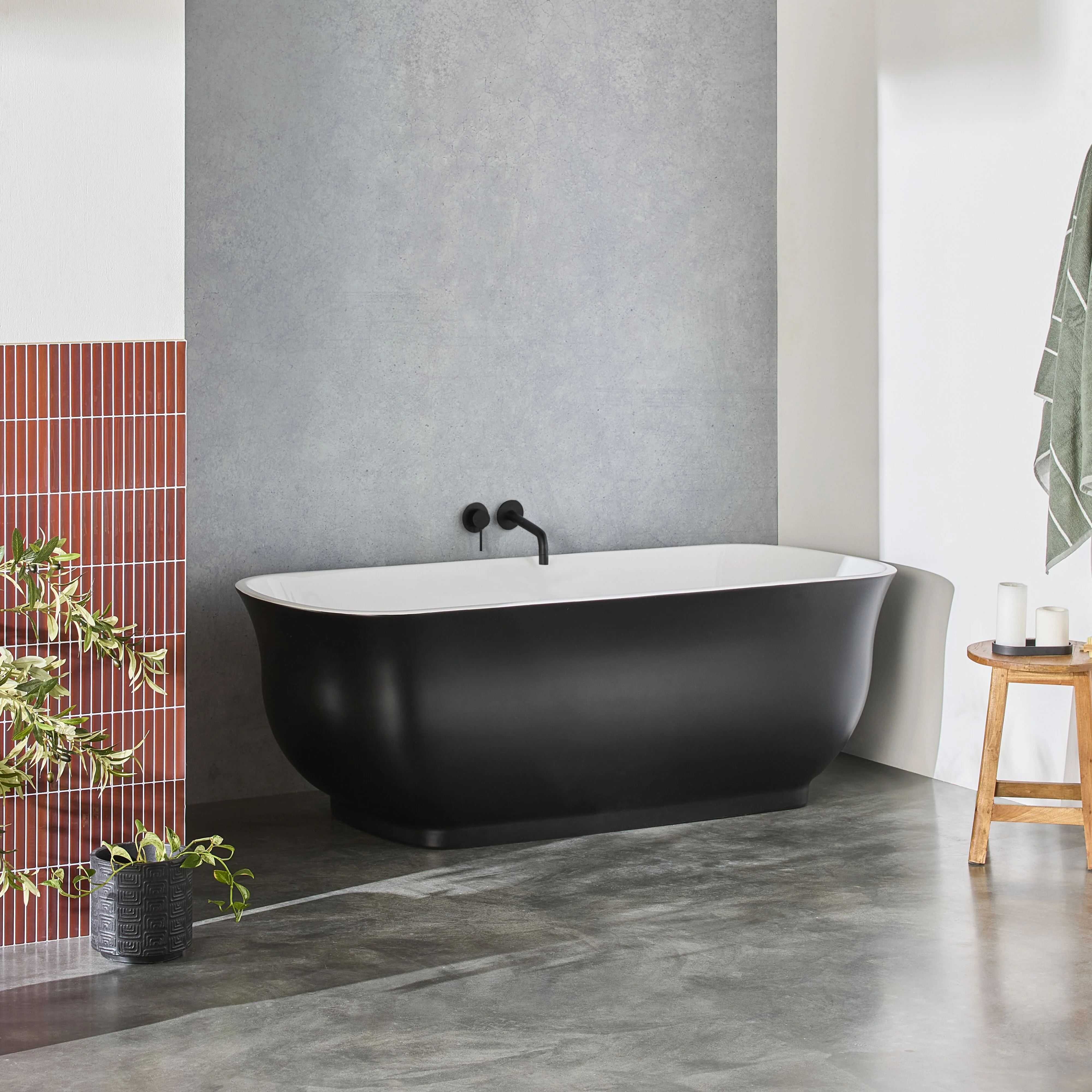 Messina Bath 1700mm Matte Black - Image 8