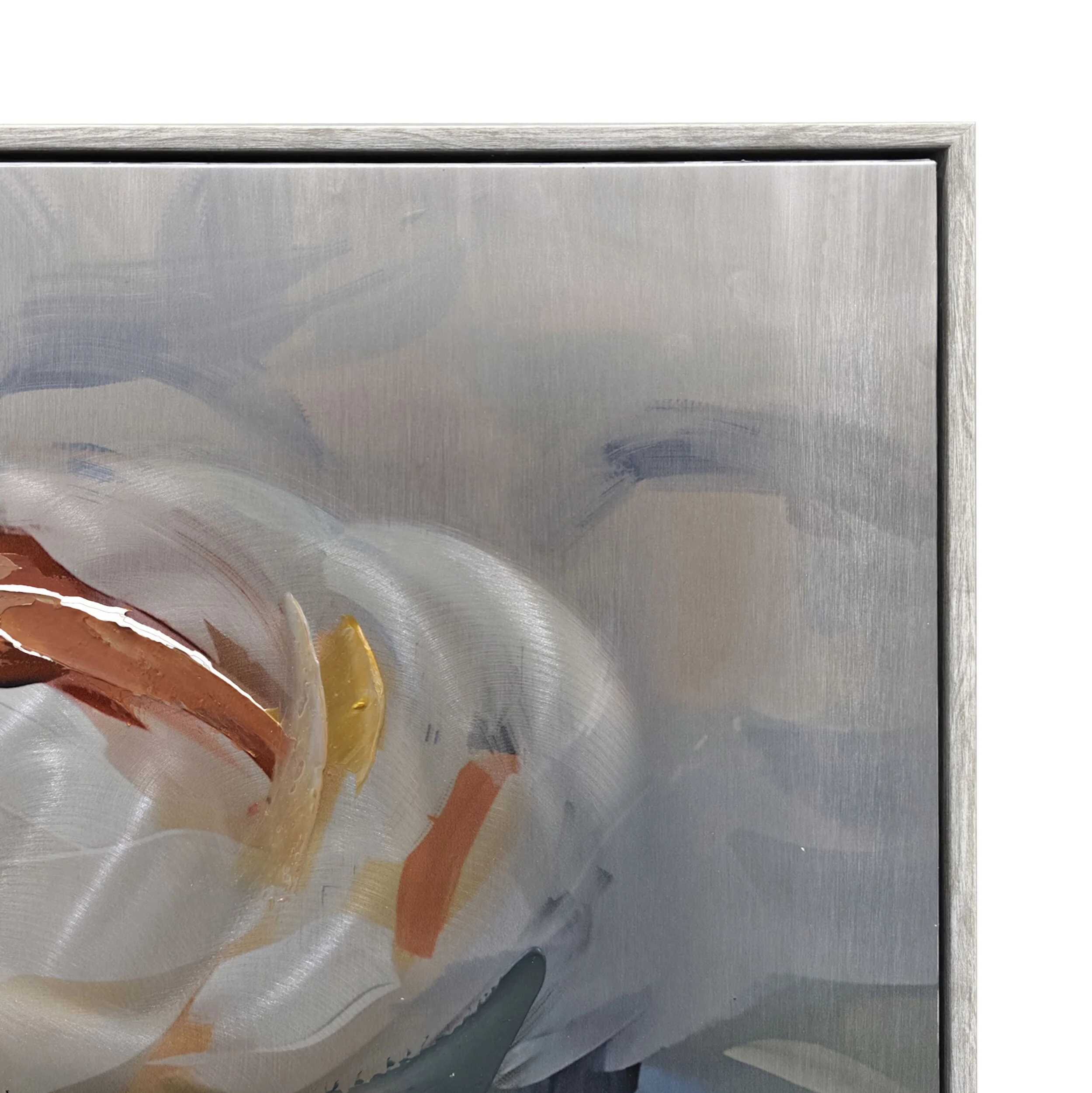 Metallic English Roses Framed Textured Print 100x100cm - Image 5