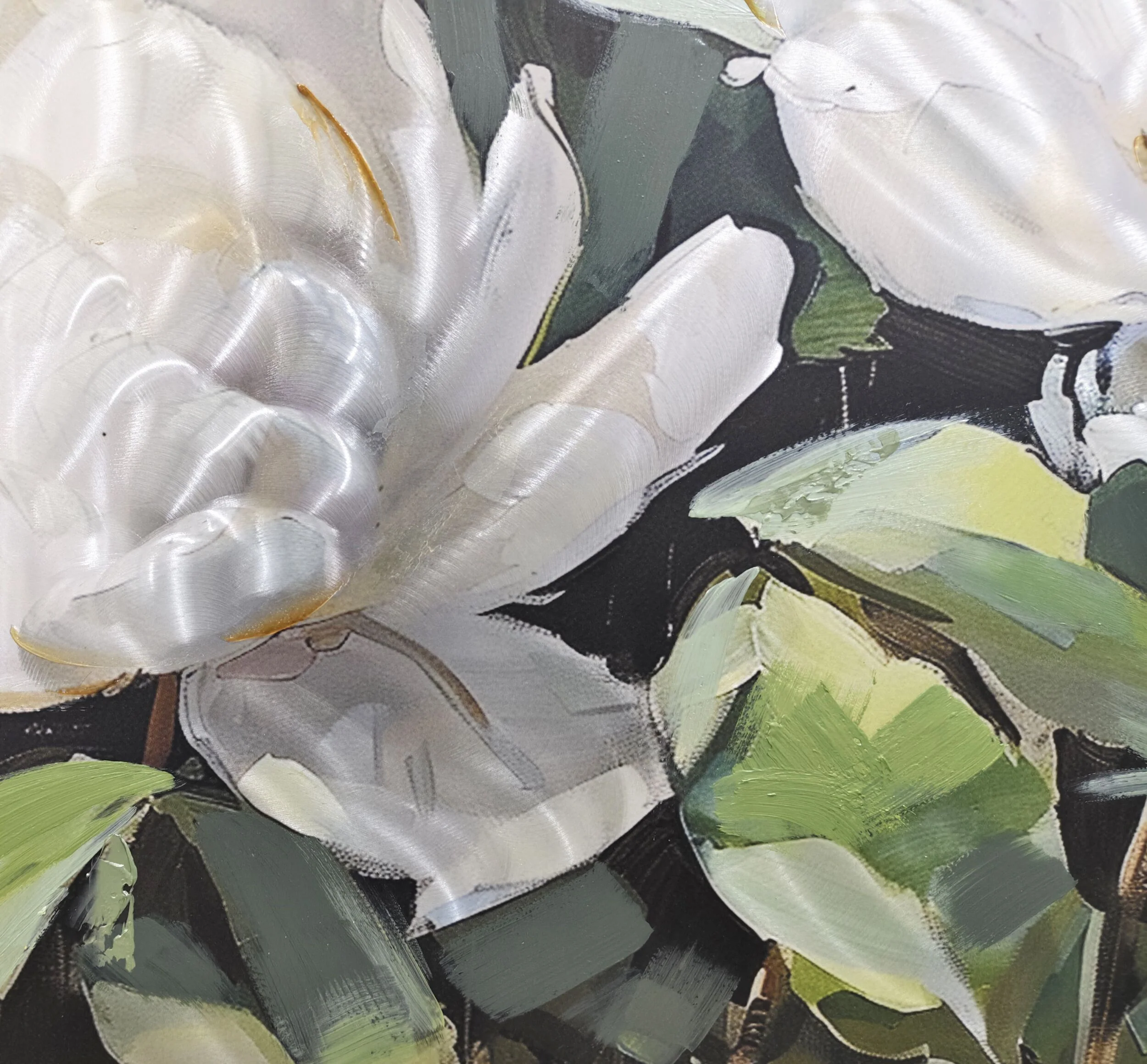 Metallic Peonies Framed Textured Print 150x100cm - Image 2