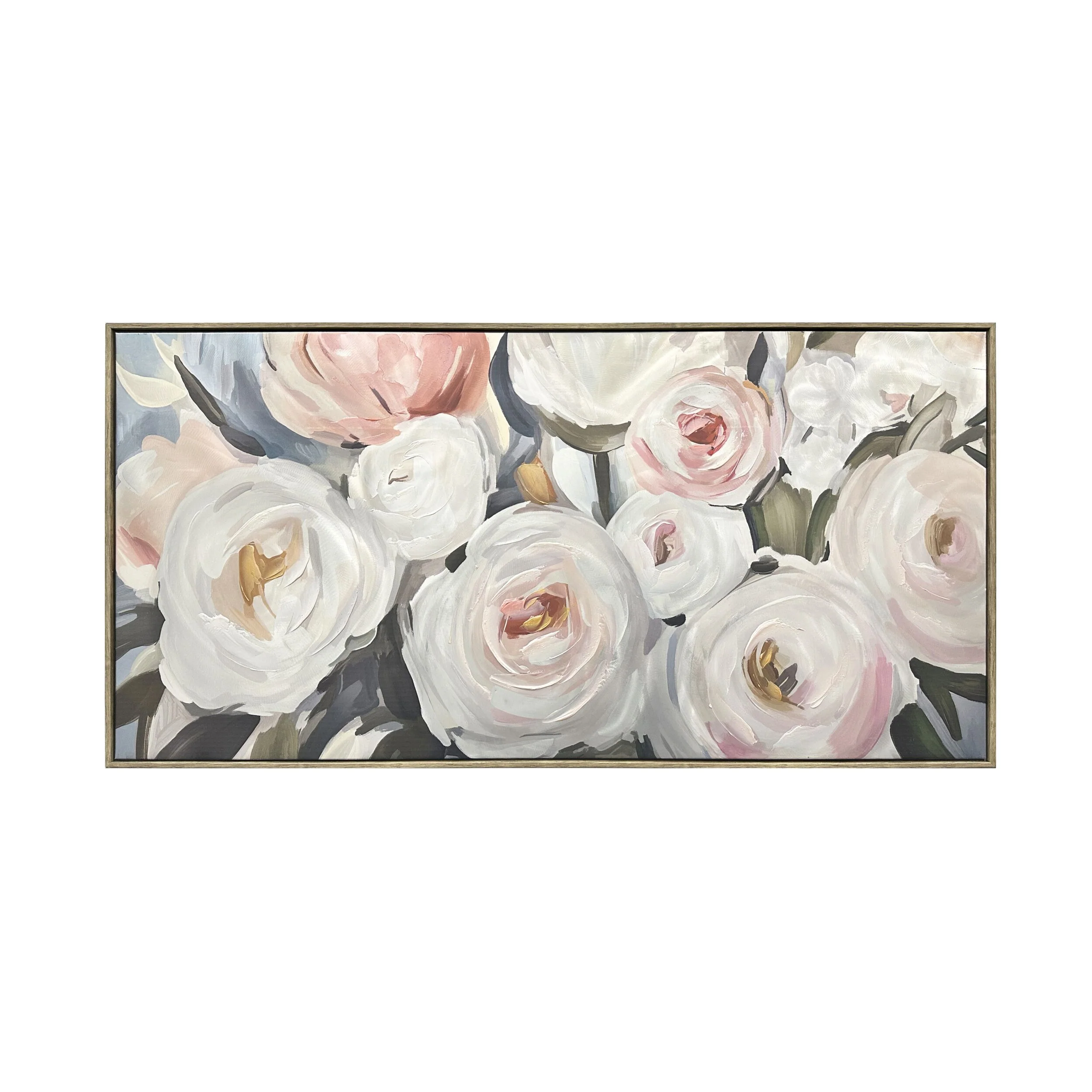 Metallic Rose Bouquet Framed Textured Print 120x60cm