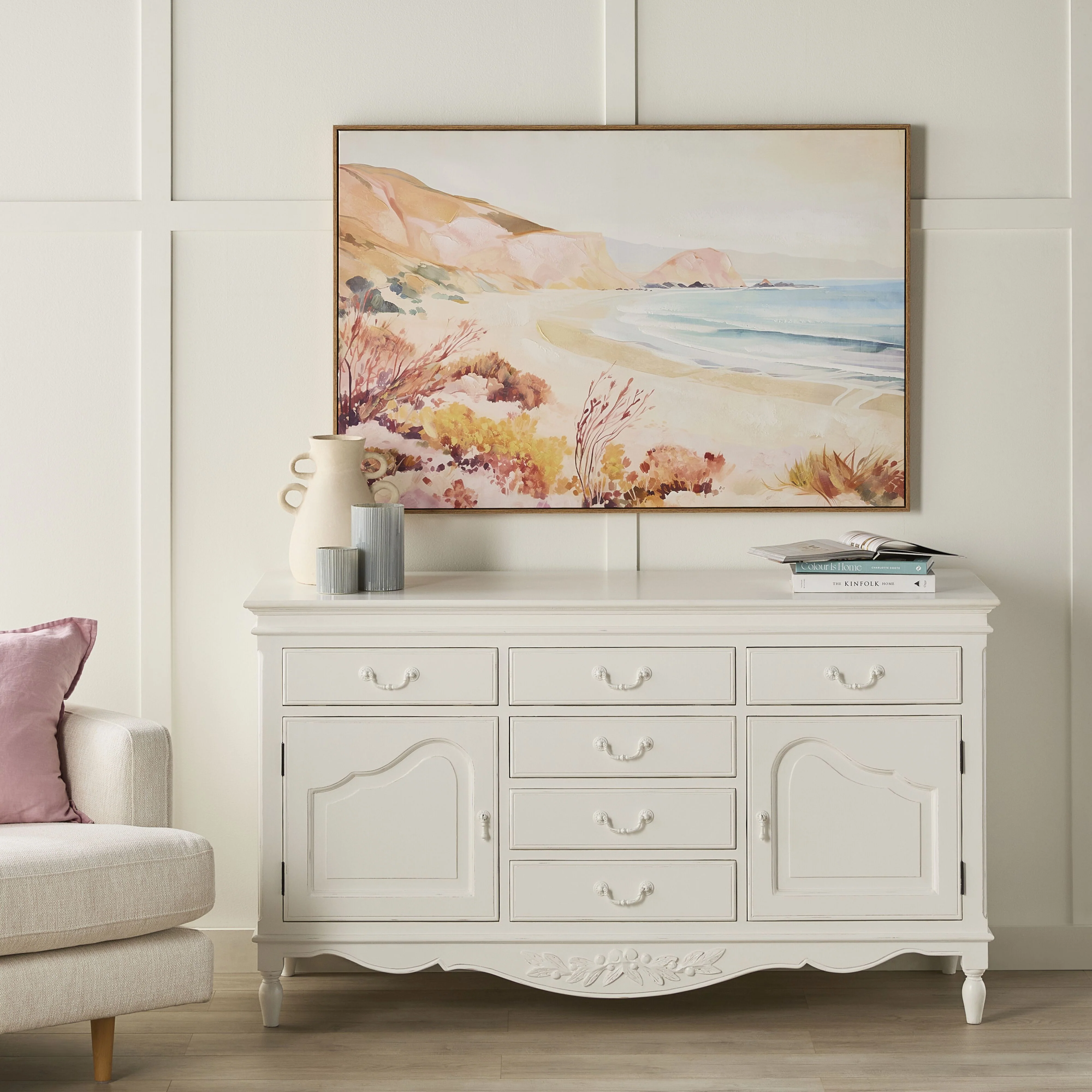 Mid Day Ocean Framed Canvas Print 122.5x82.5cm - Image 4