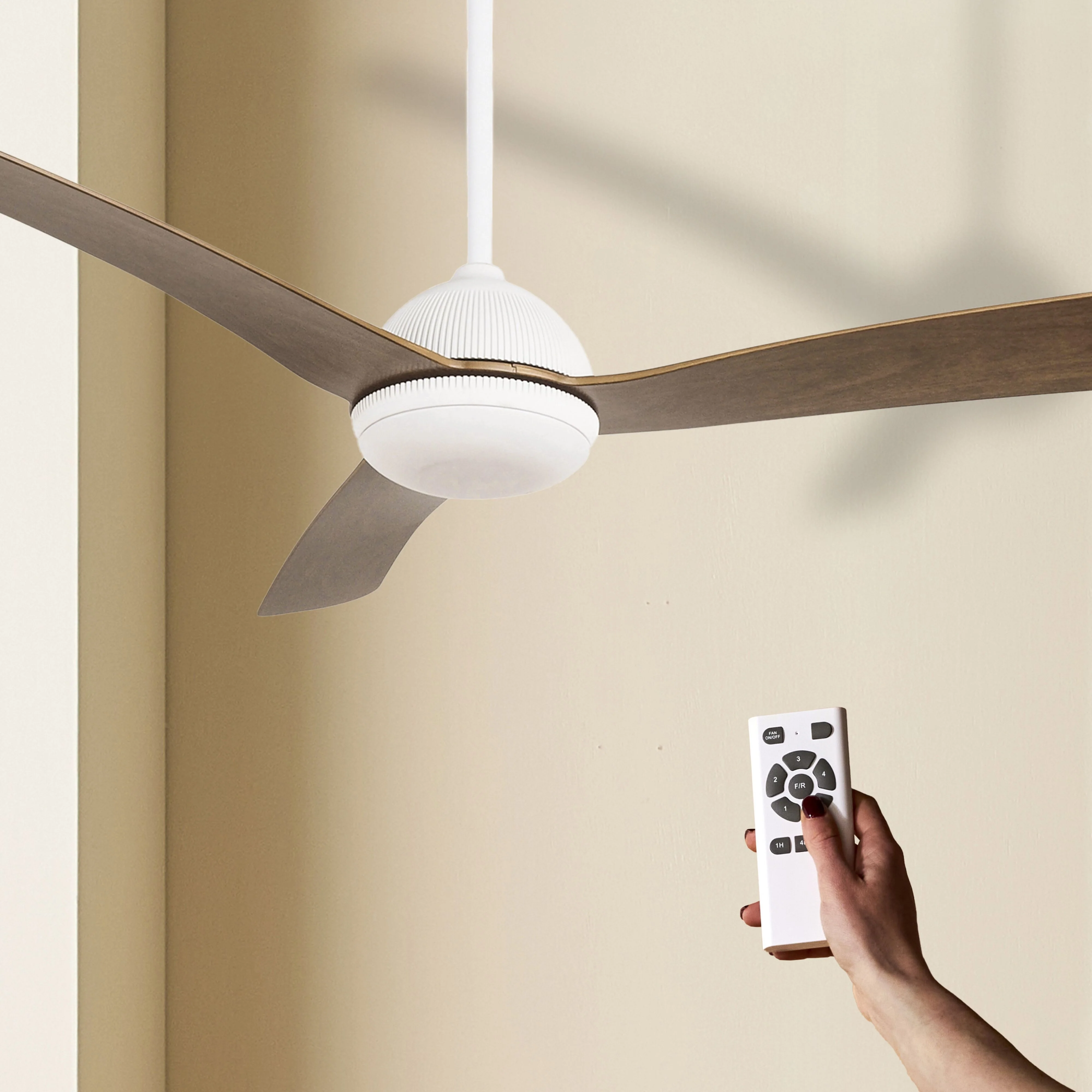 Moreton Indoor/Outdoor DC Fan with Remote - White & Hickory Finish 132cm - Image 5
