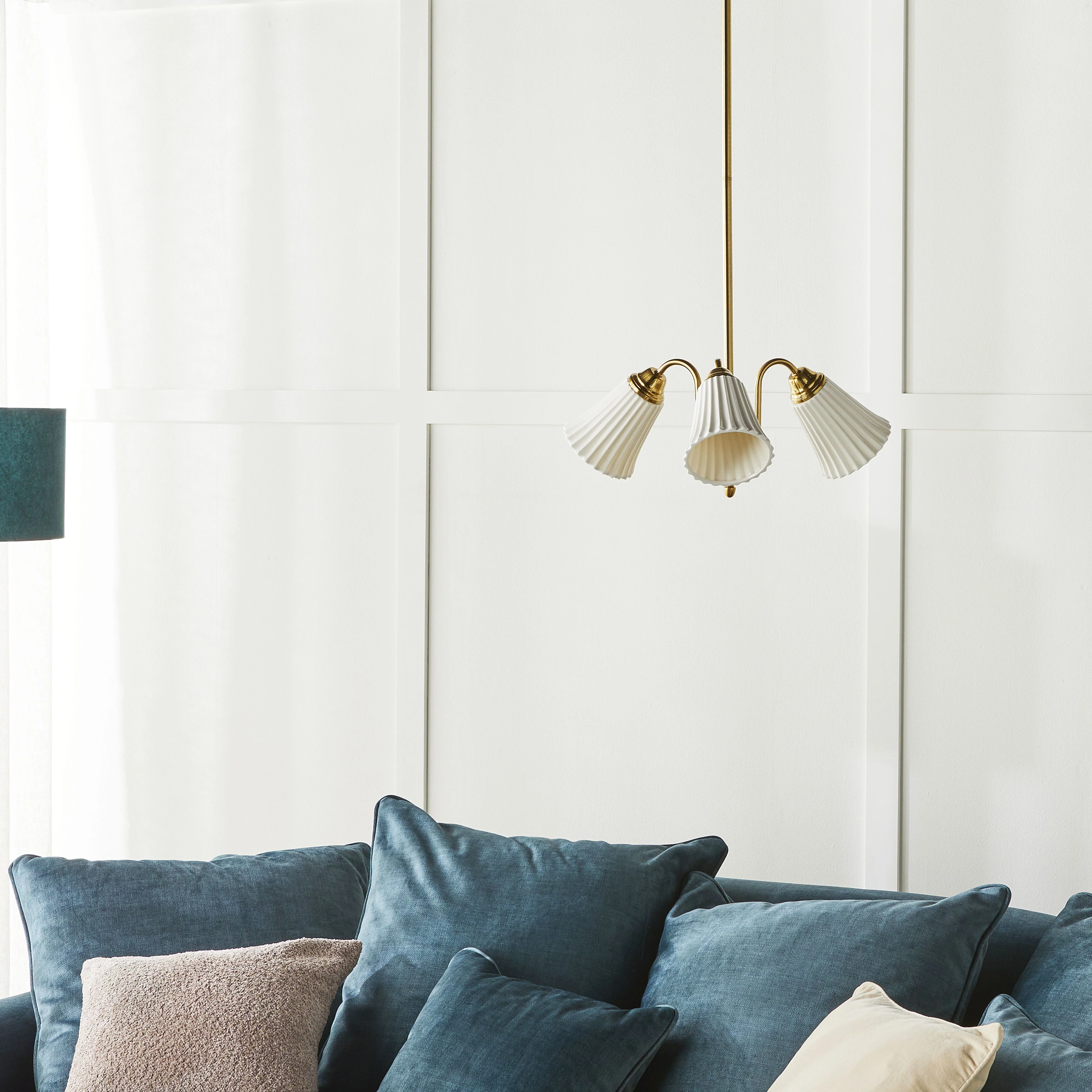 Mossman Porcelain 3 Light Pendant Ivory 50x93cm - Image 5