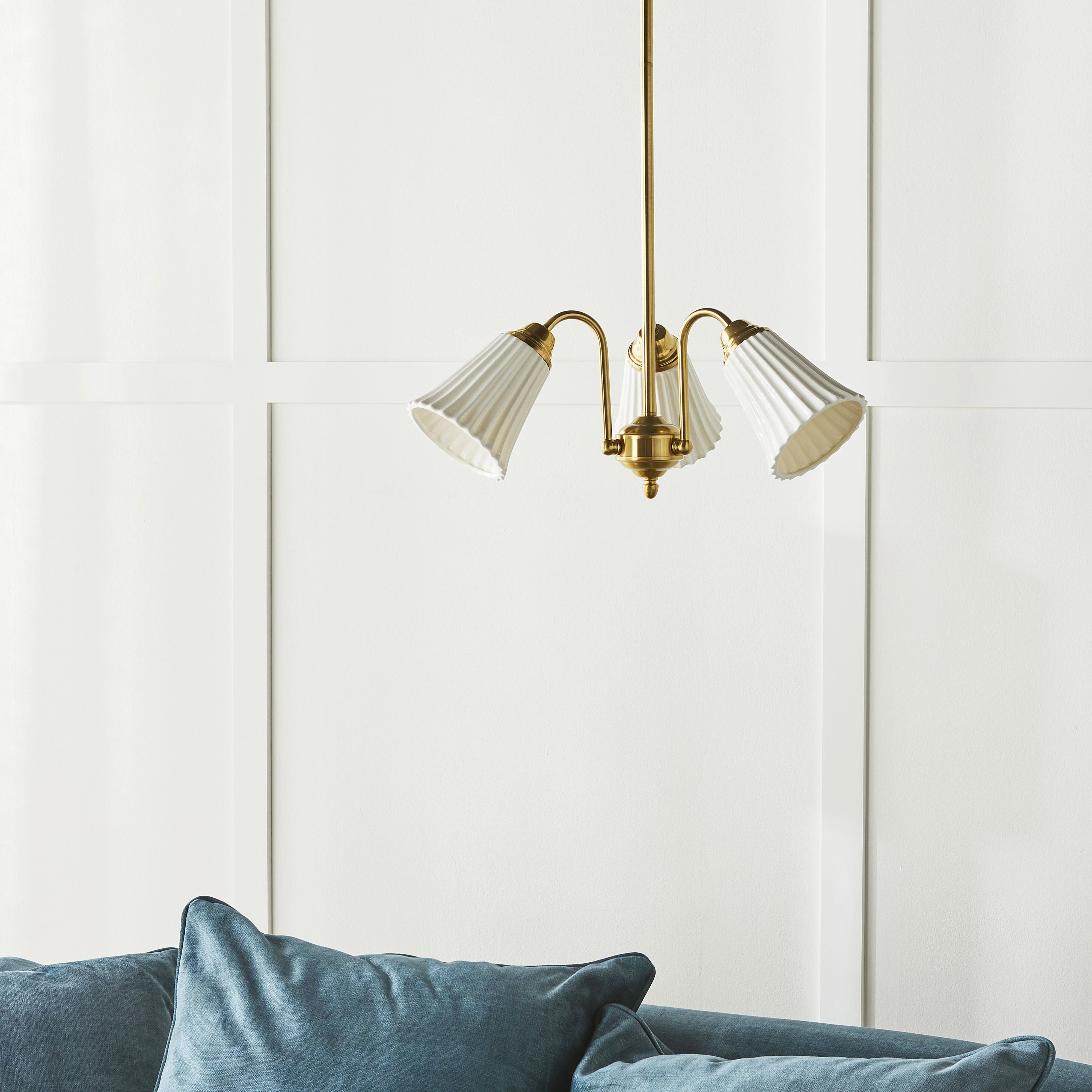 Mossman Porcelain 3 Light Pendant Ivory 50x93cm - Image 6