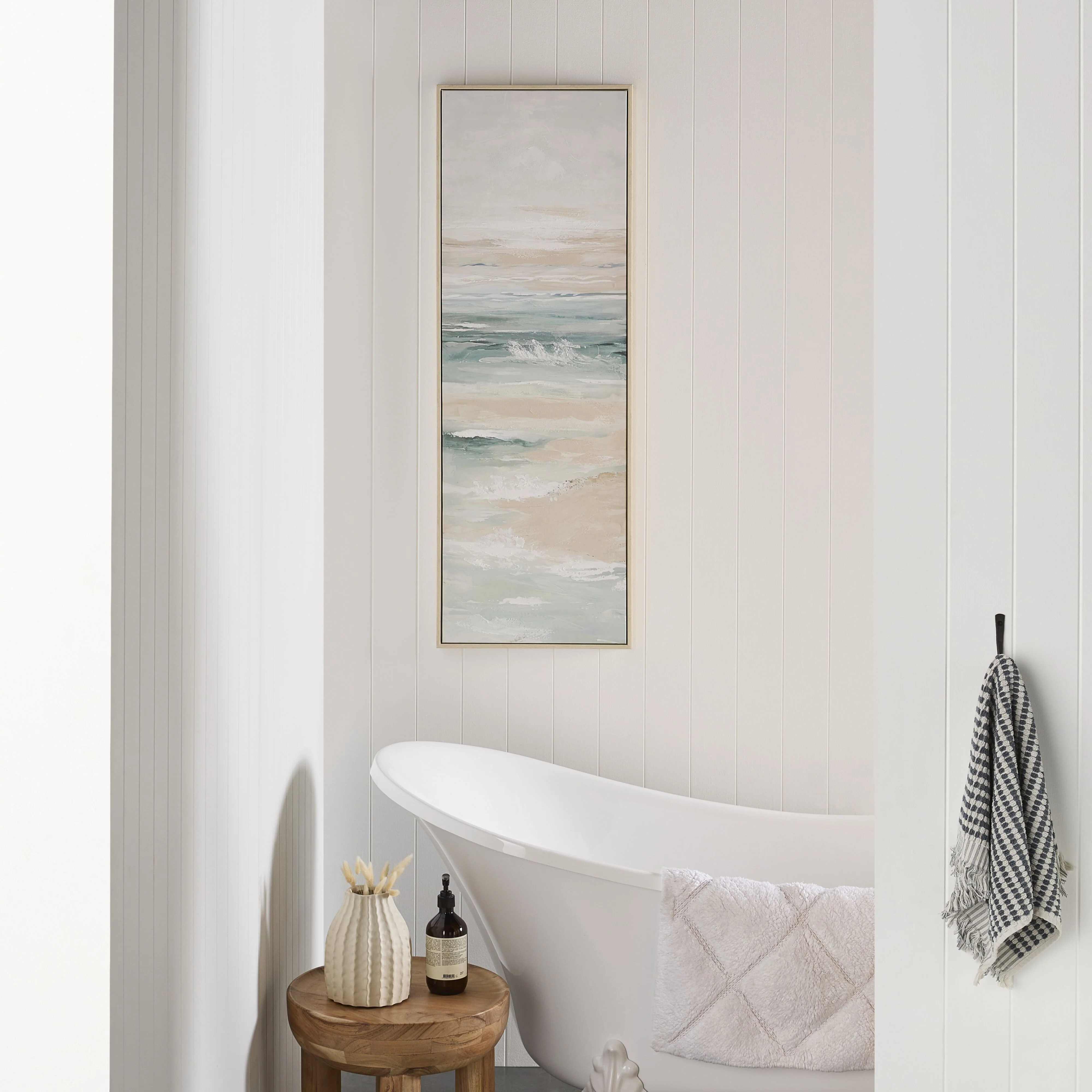 Narrow Ocean Framed Canvas Print 42.5x122.5cm - Image 4