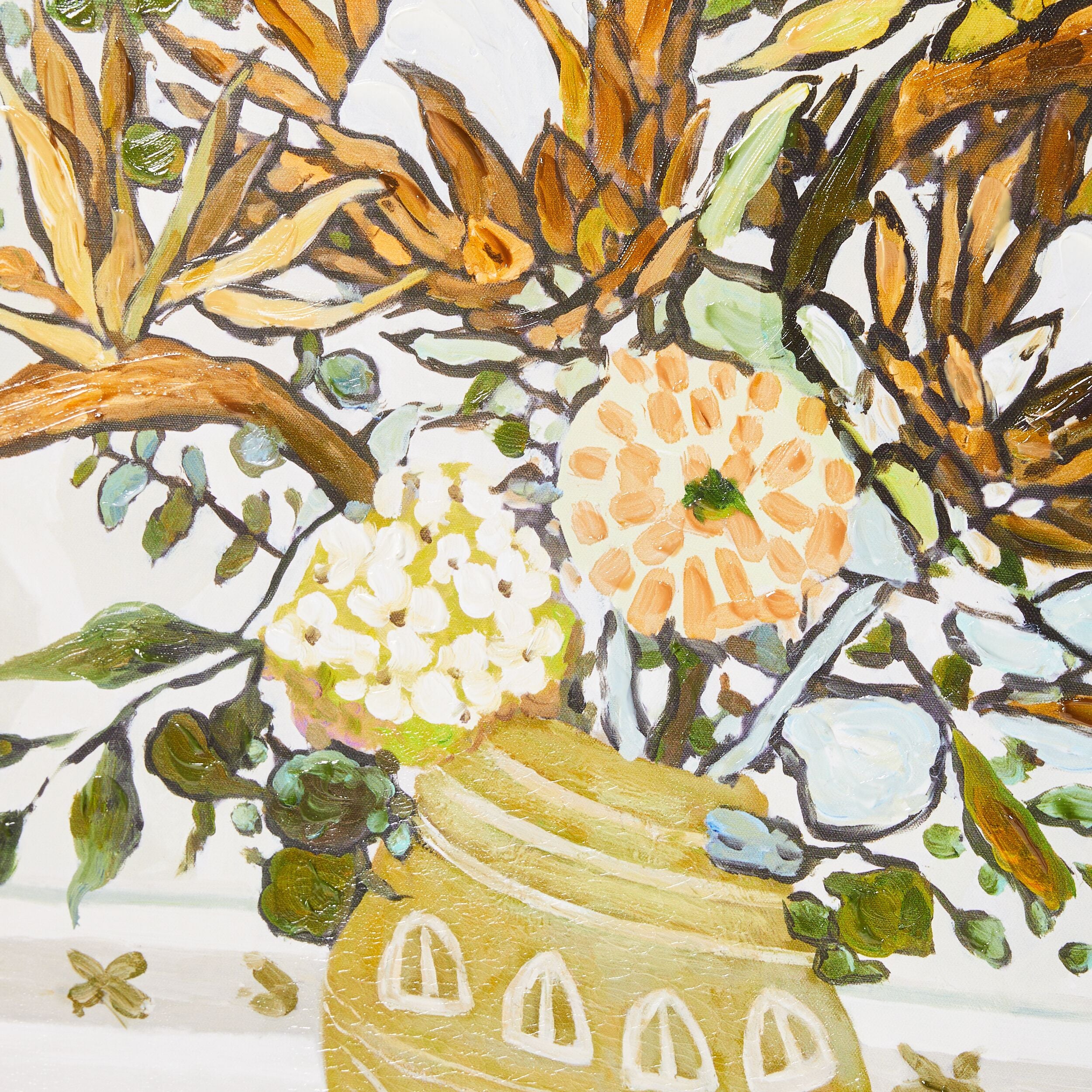 Native Arrangement in an Eatherware Vase I Canvas Print 60x60cm - Image 2