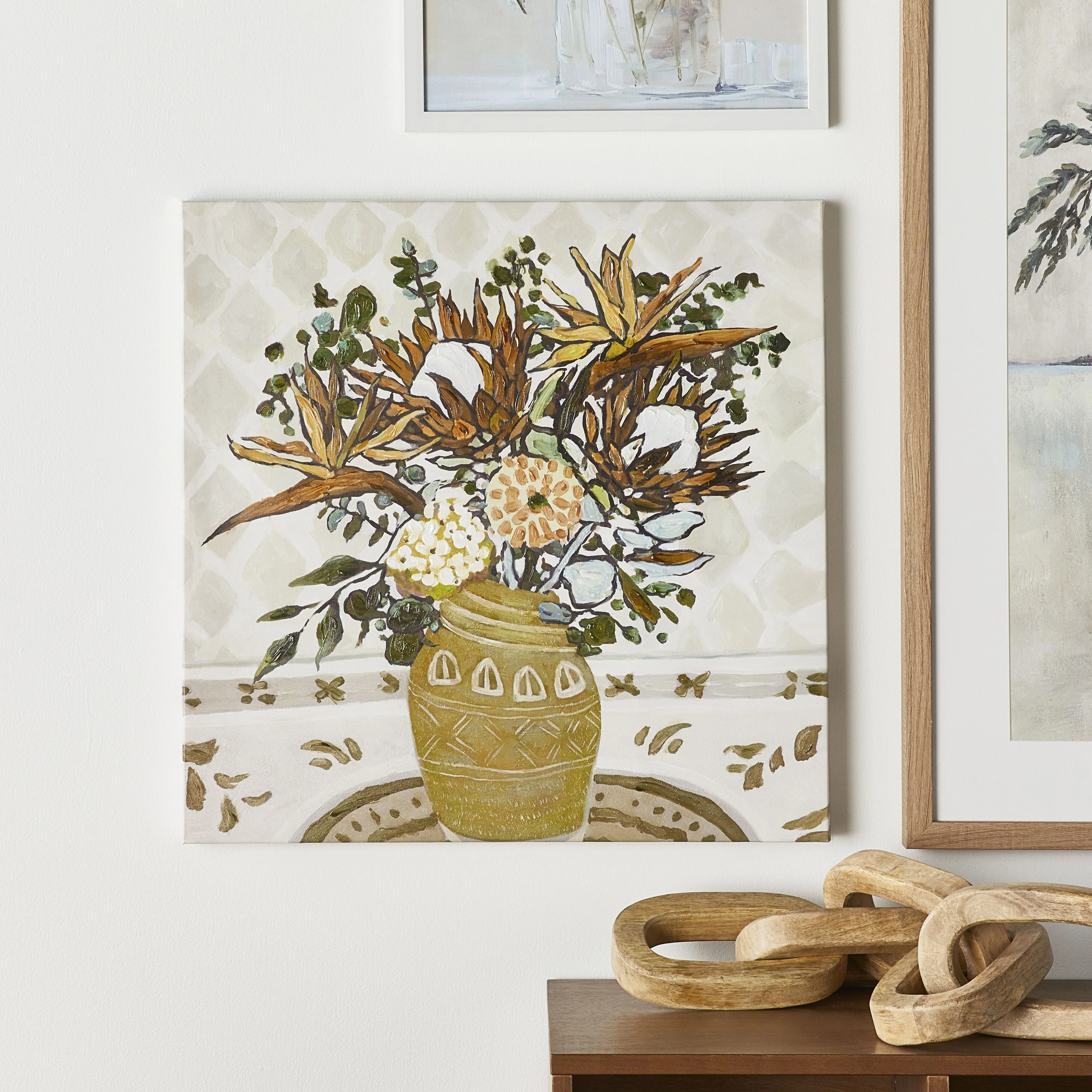 Native Arrangement in an Eatherware Vase I Canvas Print 60x60cm - Image 4