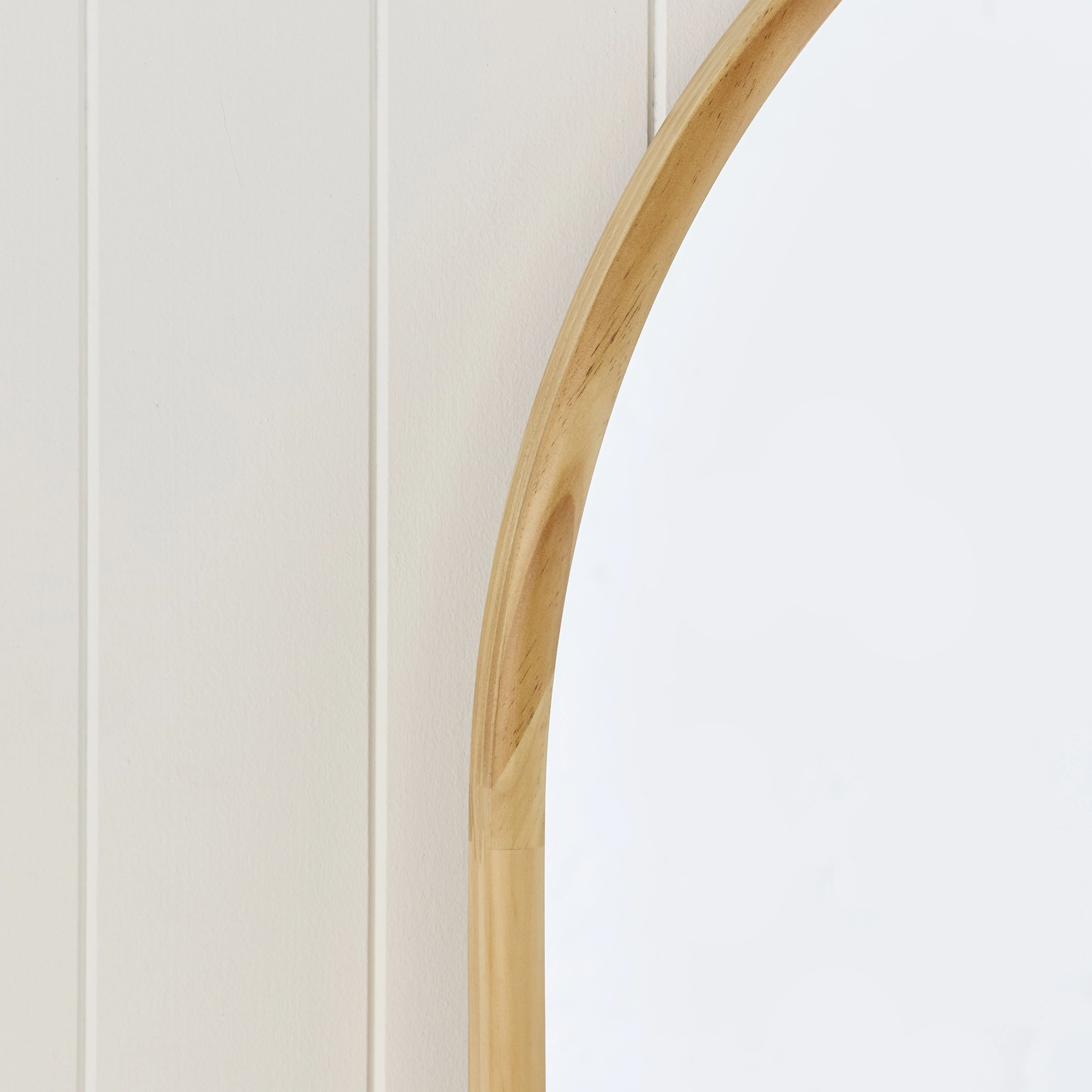 Natural Wooden Arched Floor Mirror 90x180cm - Image 6