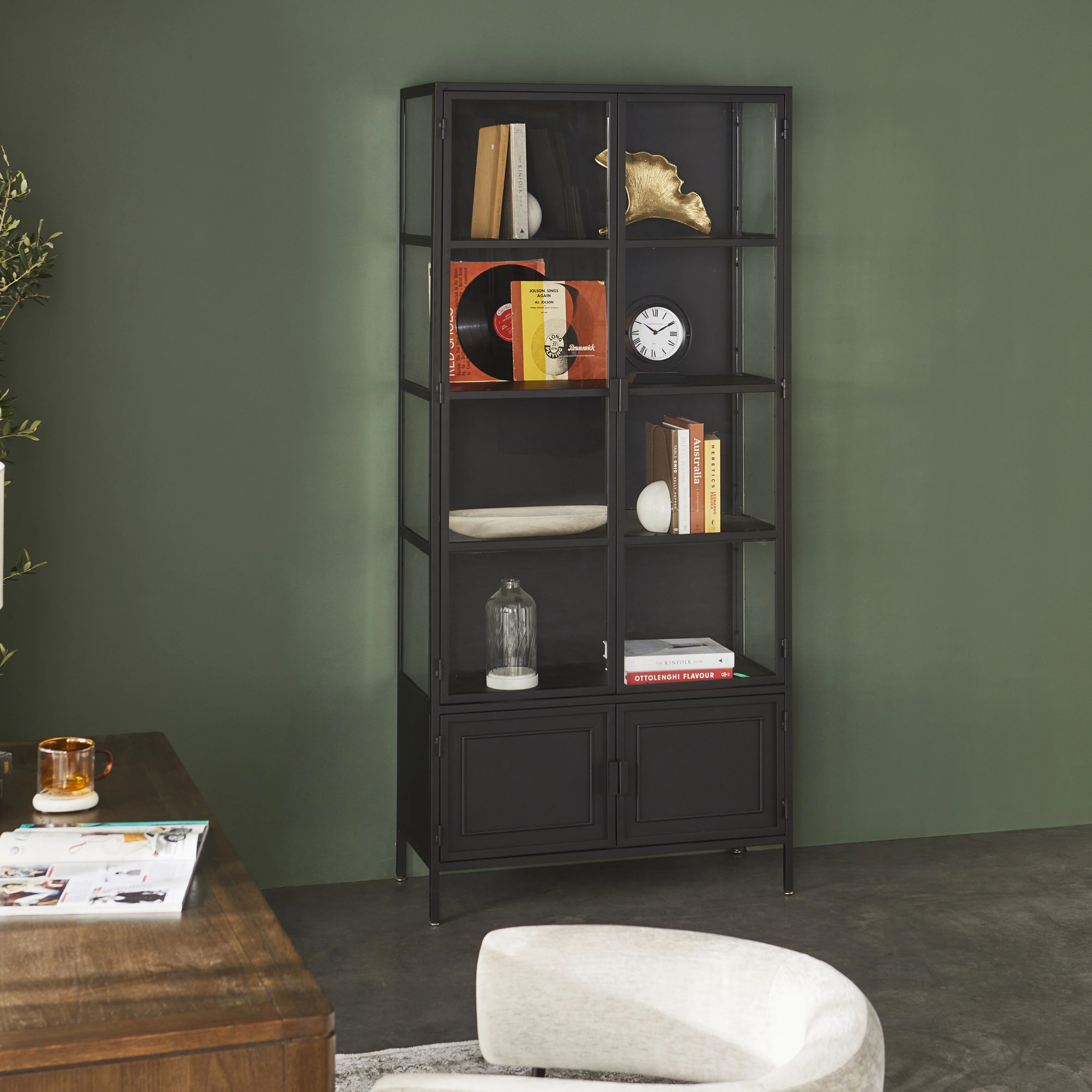Nero 4 Door Display Cabinet 201 x 92cm Black - Image 12