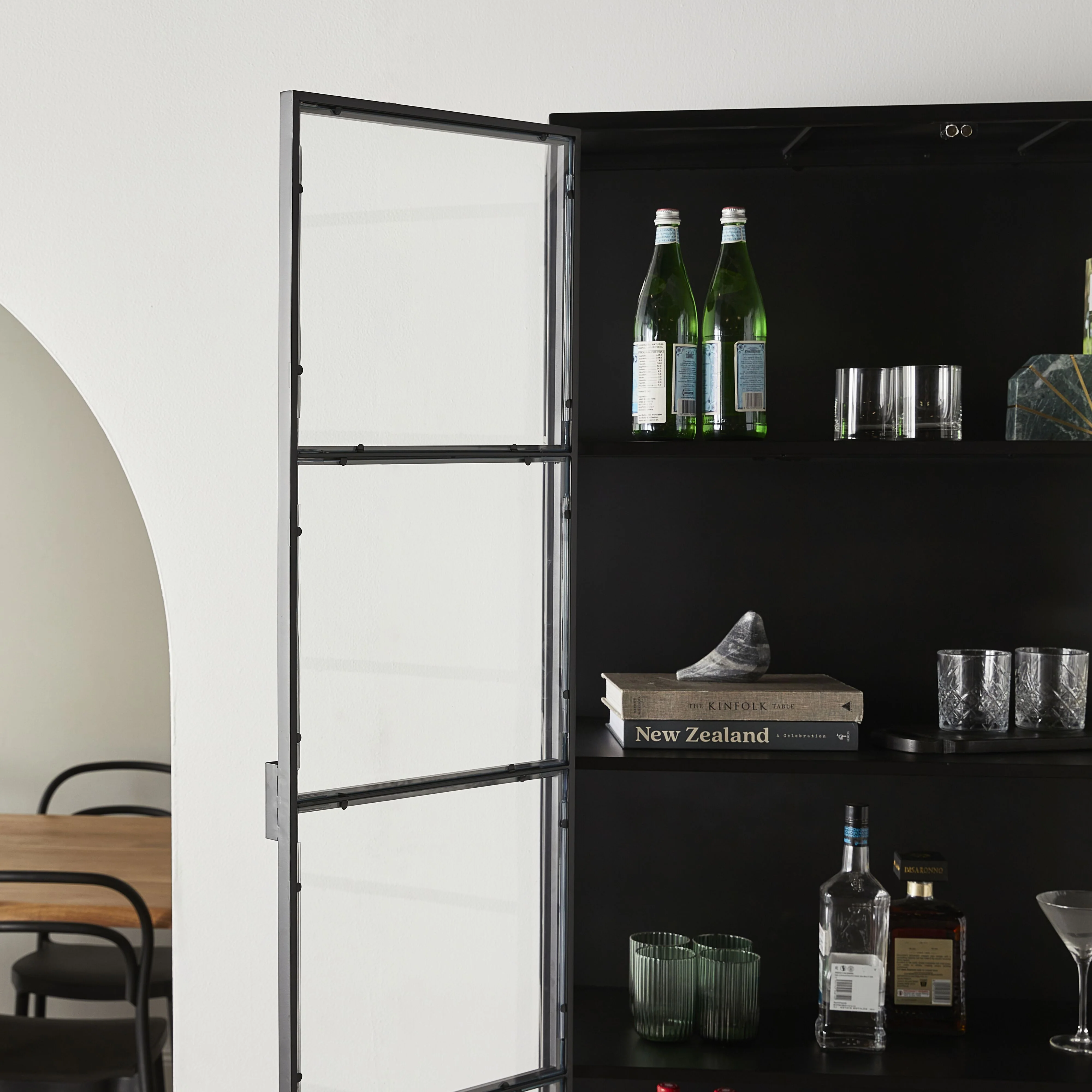 Nero 4 Door Display Cabinet 201 x 92cm Black - Image 13