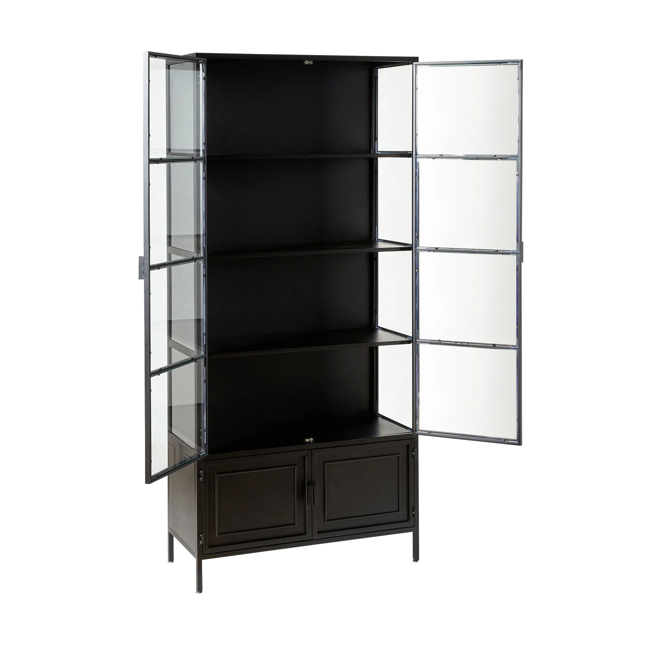Nero 4 Door Display Cabinet 201 x 92cm Black - Image 3