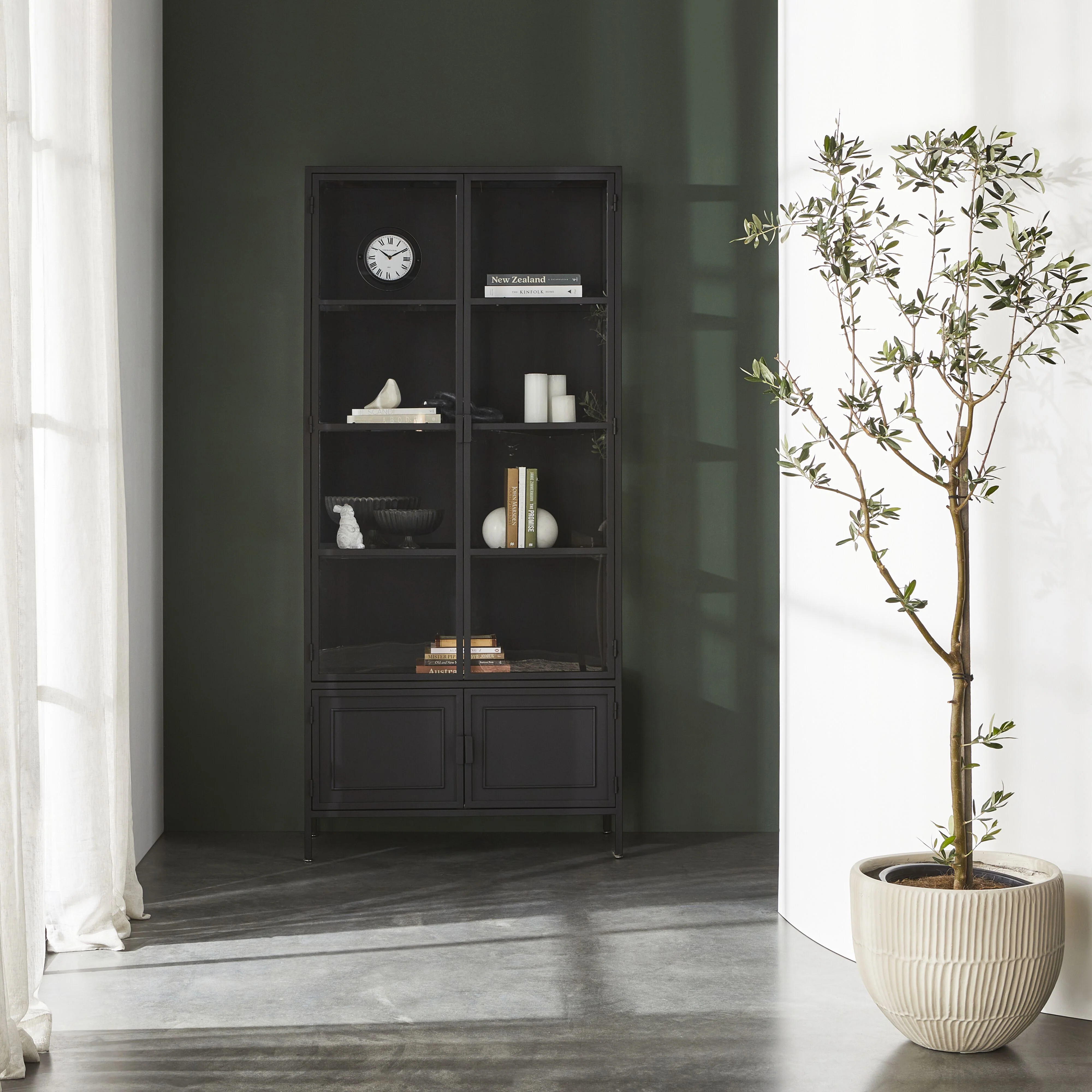 Nero 4 Door Display Cabinet 201 x 92cm Black - Image 6