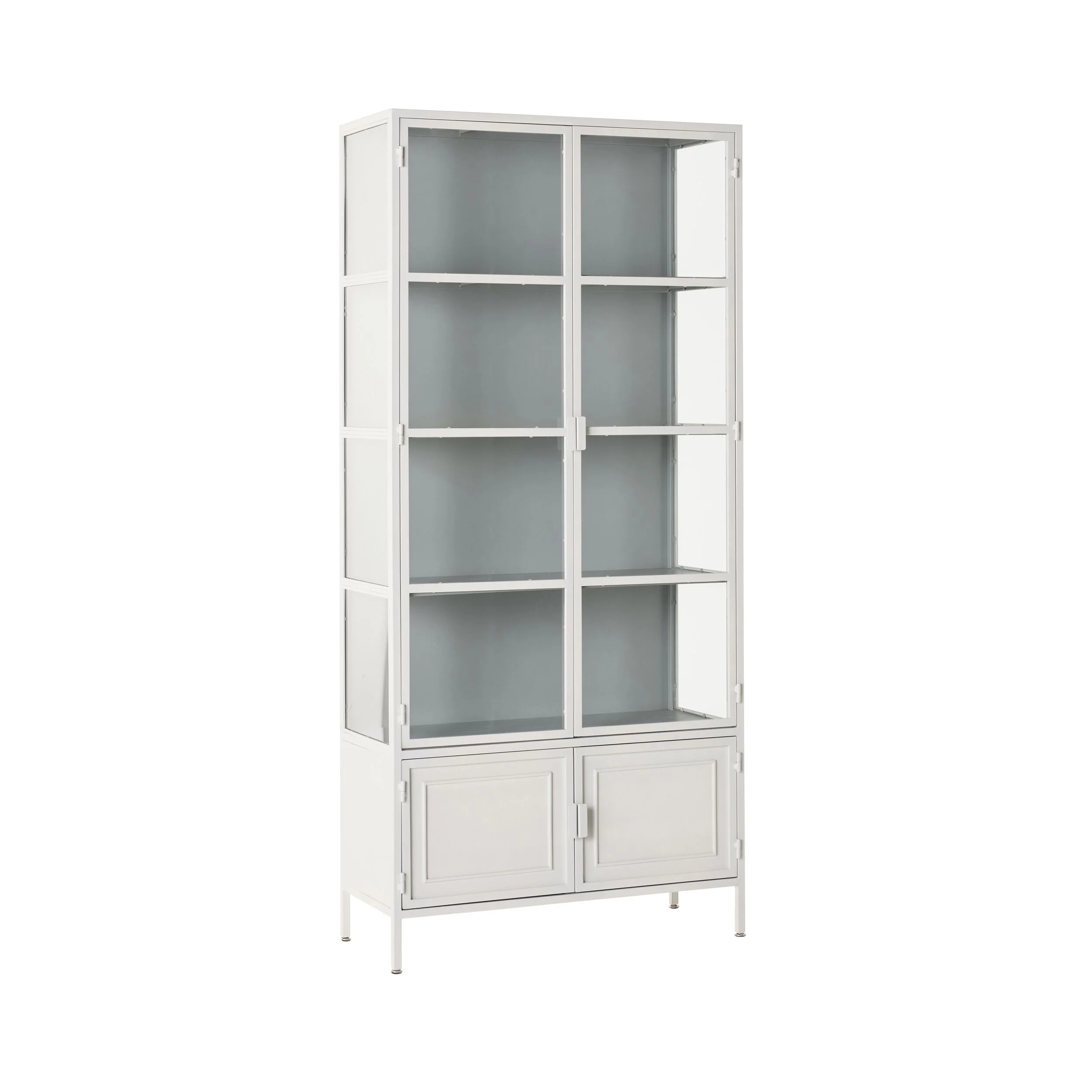 Nero 4 Door Display Cabinet 201 x 92cm White & Grey - Image 2