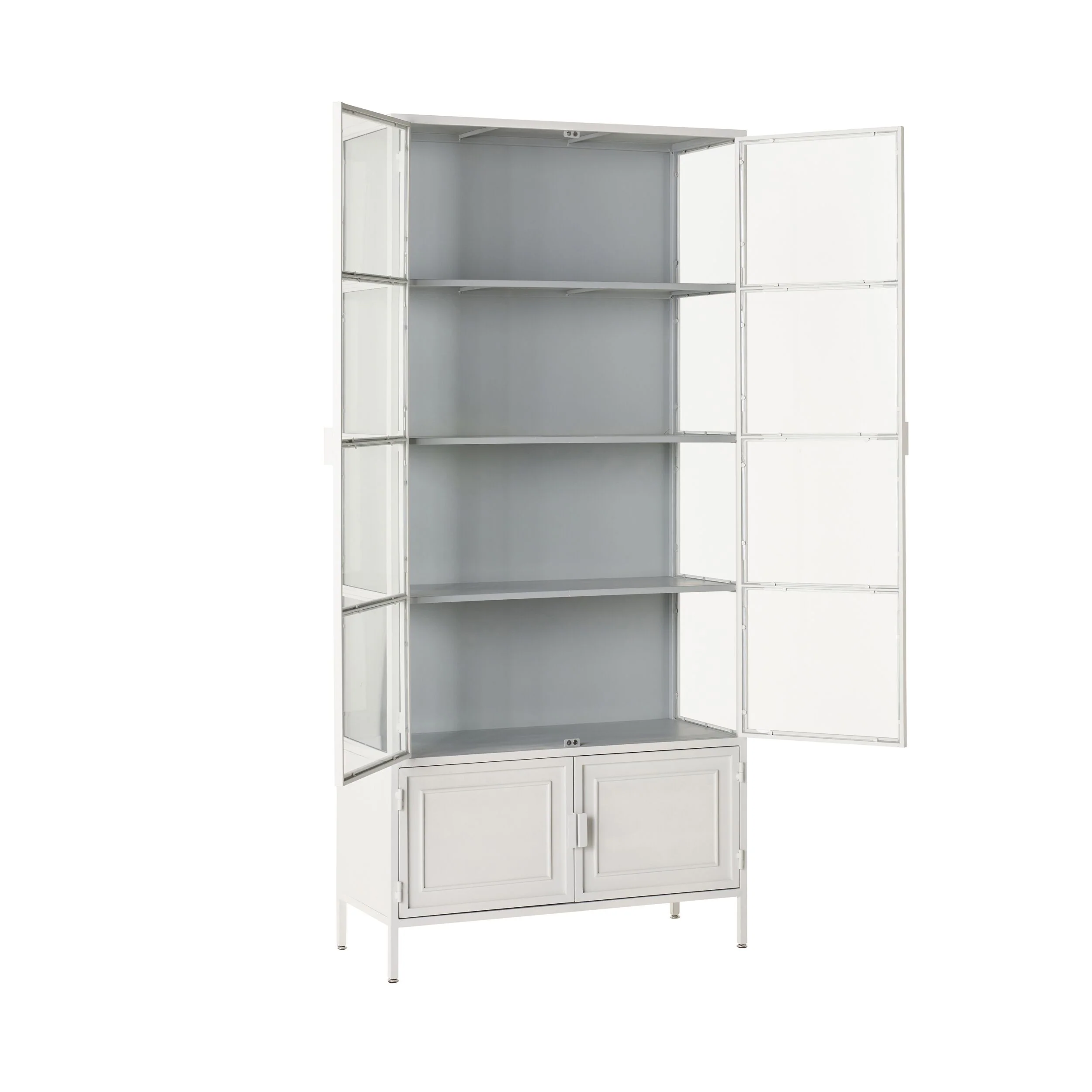 Nero 4 Door Display Cabinet 201 x 92cm White & Grey - Image 3