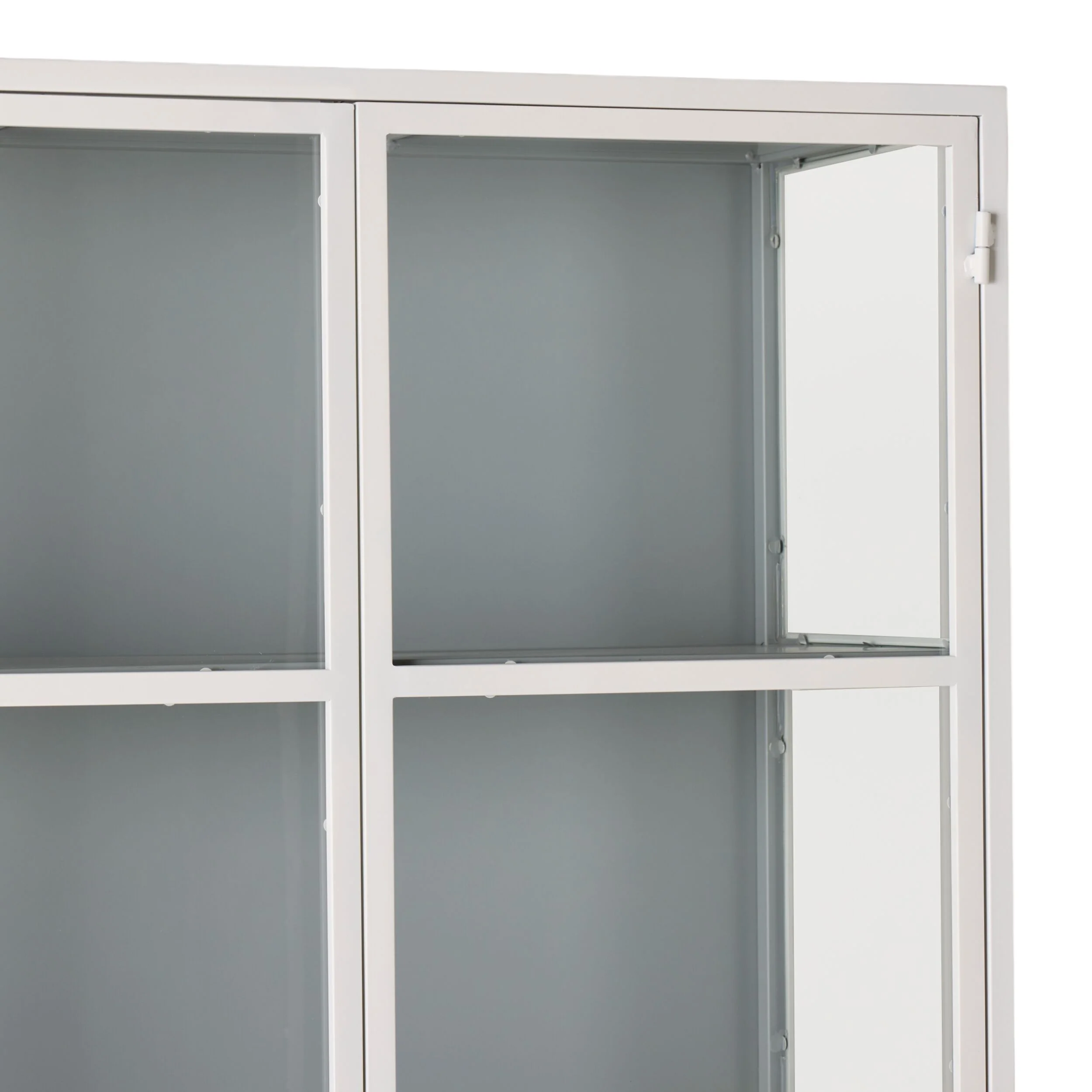 Nero 4 Door Display Cabinet 201 x 92cm White & Grey - Image 7