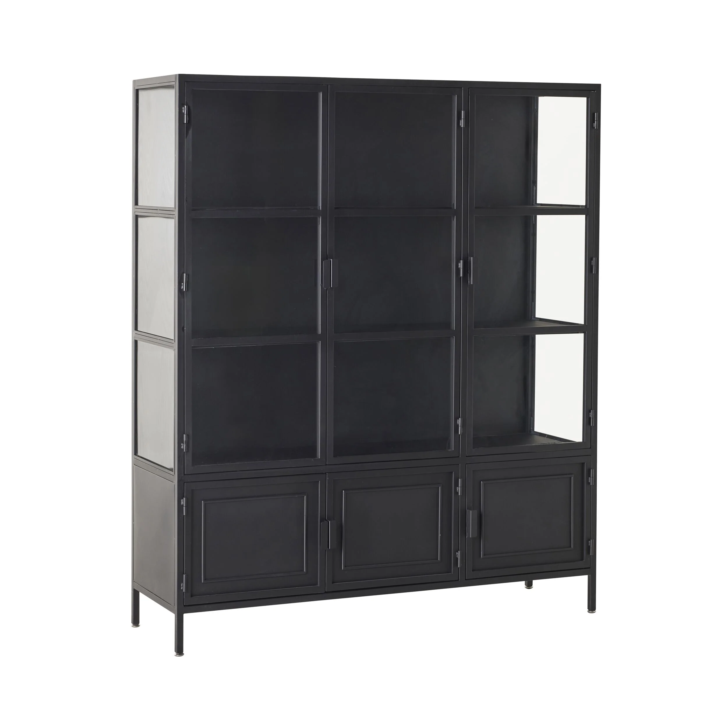 Nero 6 Door Display Cabinet 135 x 40 x 160cm Black - Image 2