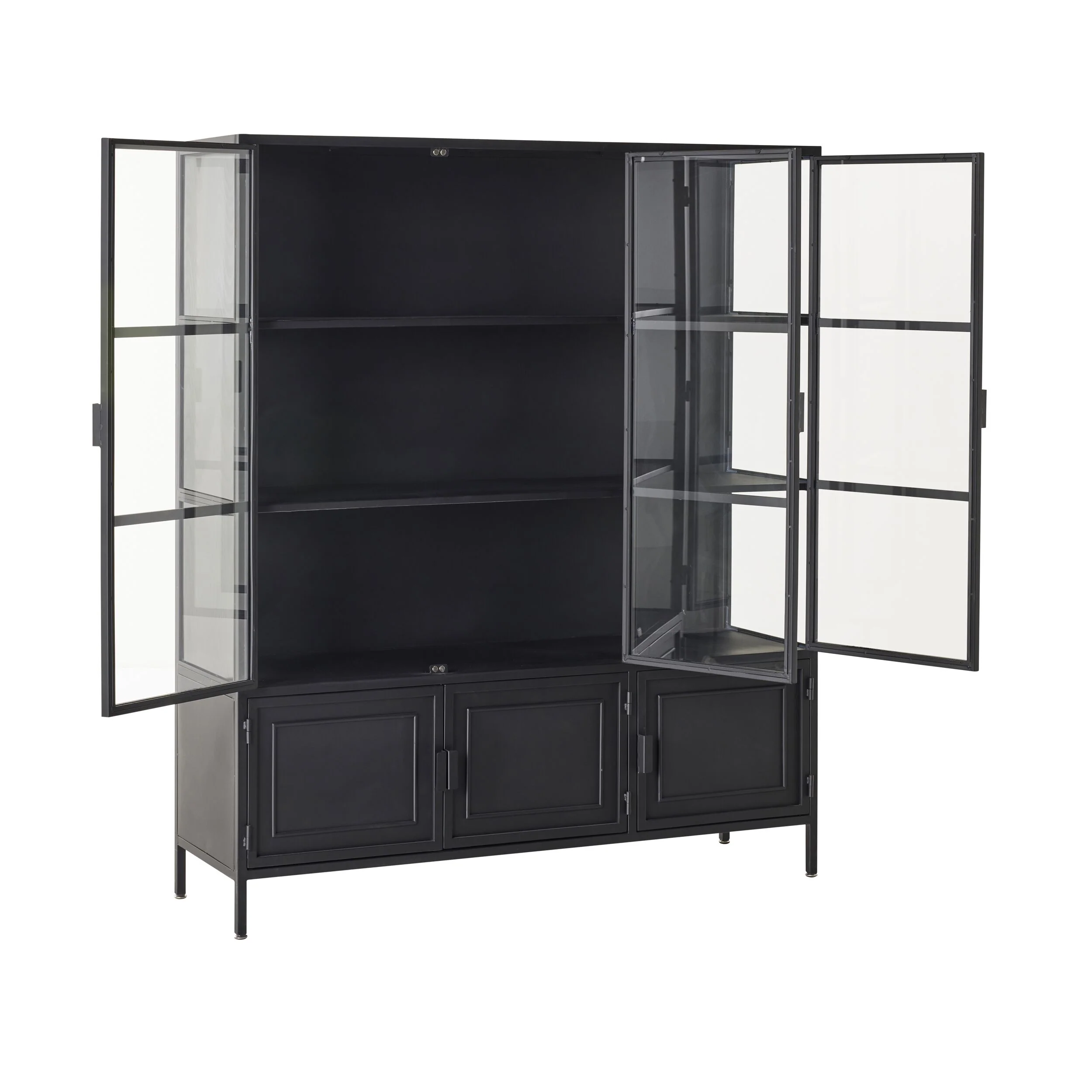Nero 6 Door Display Cabinet 135 x 40 x 160cm Black - Image 3